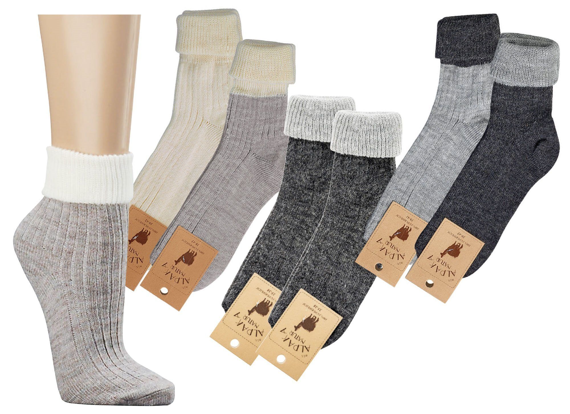 Fuchs Camper Alpaka Socken 3-Pack - 85% Alpakawolle, Dünn & Warm Für Alltag