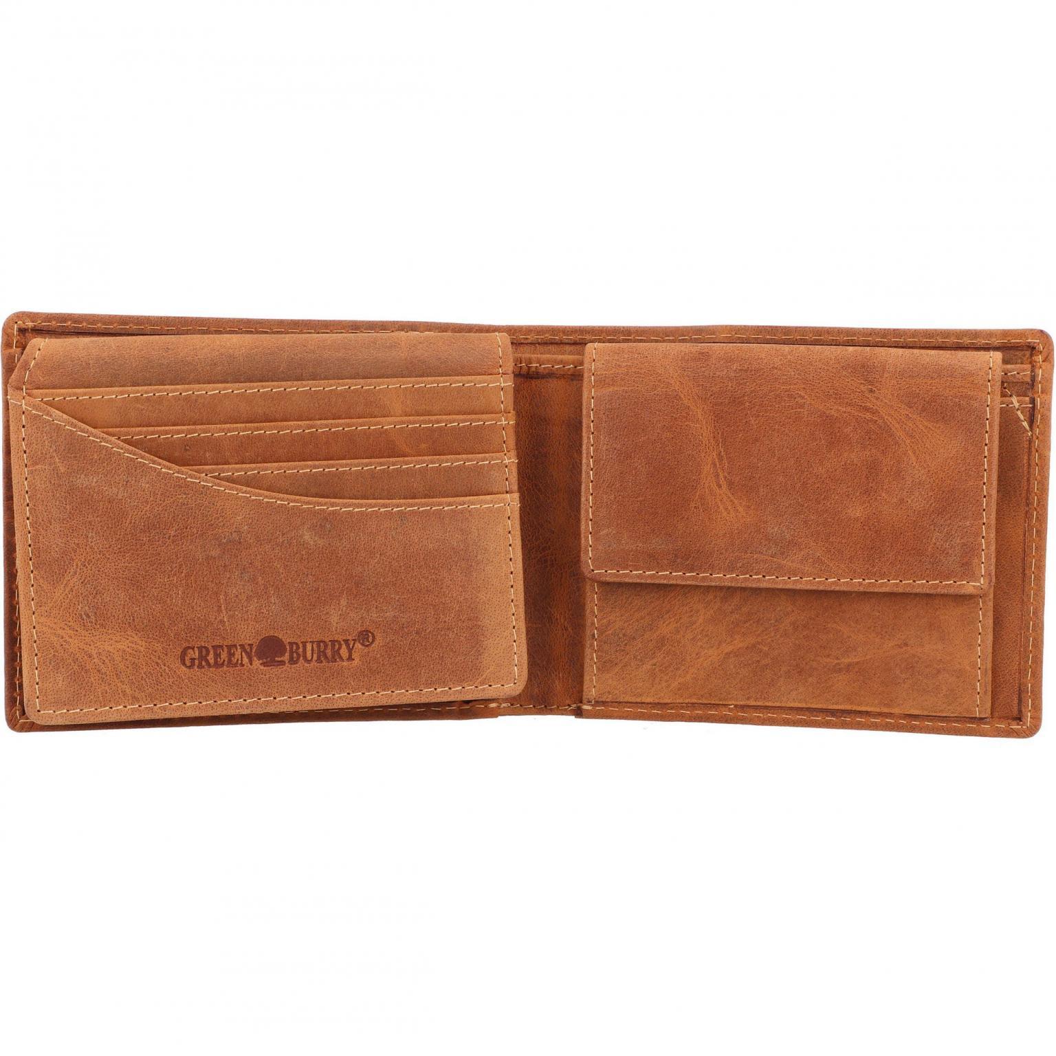 Greenburry Vintage Geldbörse Aus Leder – Klein & Praktisch, Sattelbraun Mit Druckknopf, 10 Cm