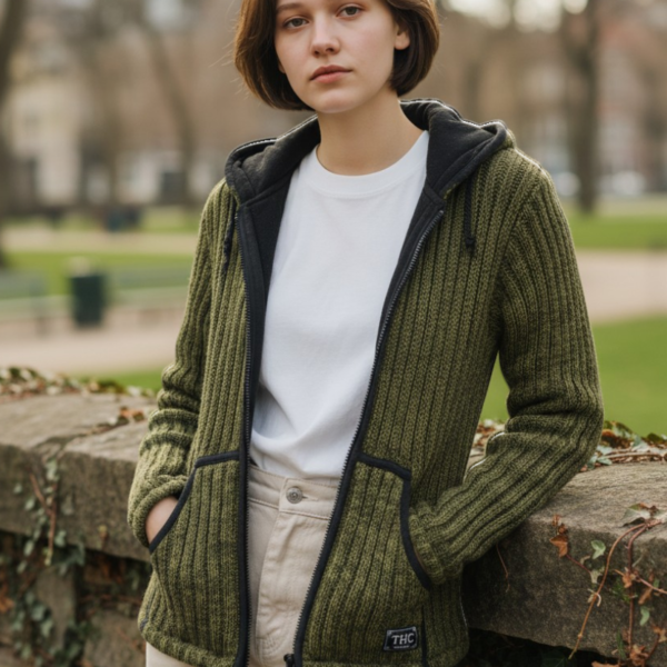 THC Schafwoll Strickjacke 720 KI-Generiert Model 2