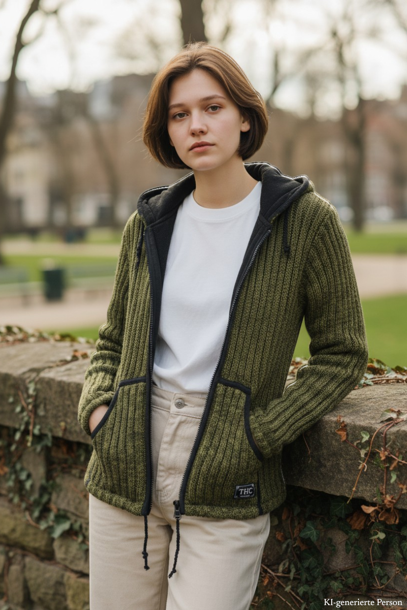 THC Schafwoll Strickjacke 720 KI-Generiert Model 2