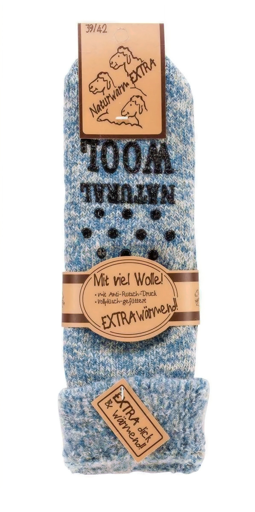 ABS Socken Extra Warm Schaf Blau Vorne