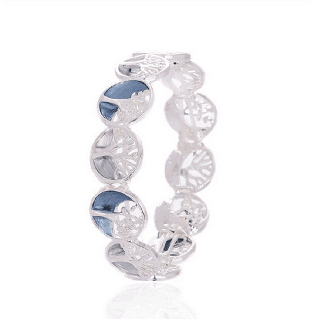 Armband elastisch Baum des Lebens blau-grau AM 001