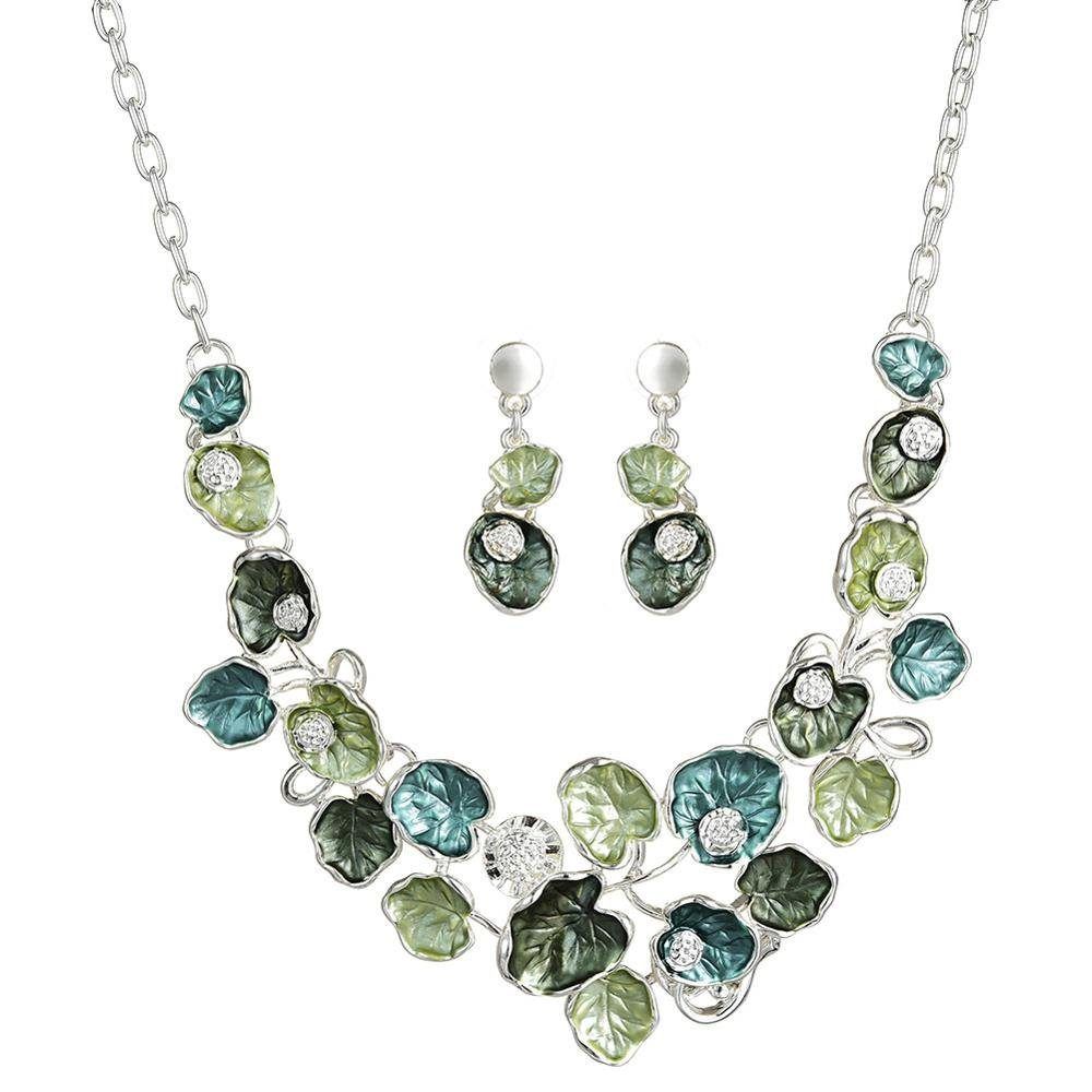 Collier_mit_Ohrringen_Blaetter_COM001_002|Collier mit Ohrringen Blätter COM001