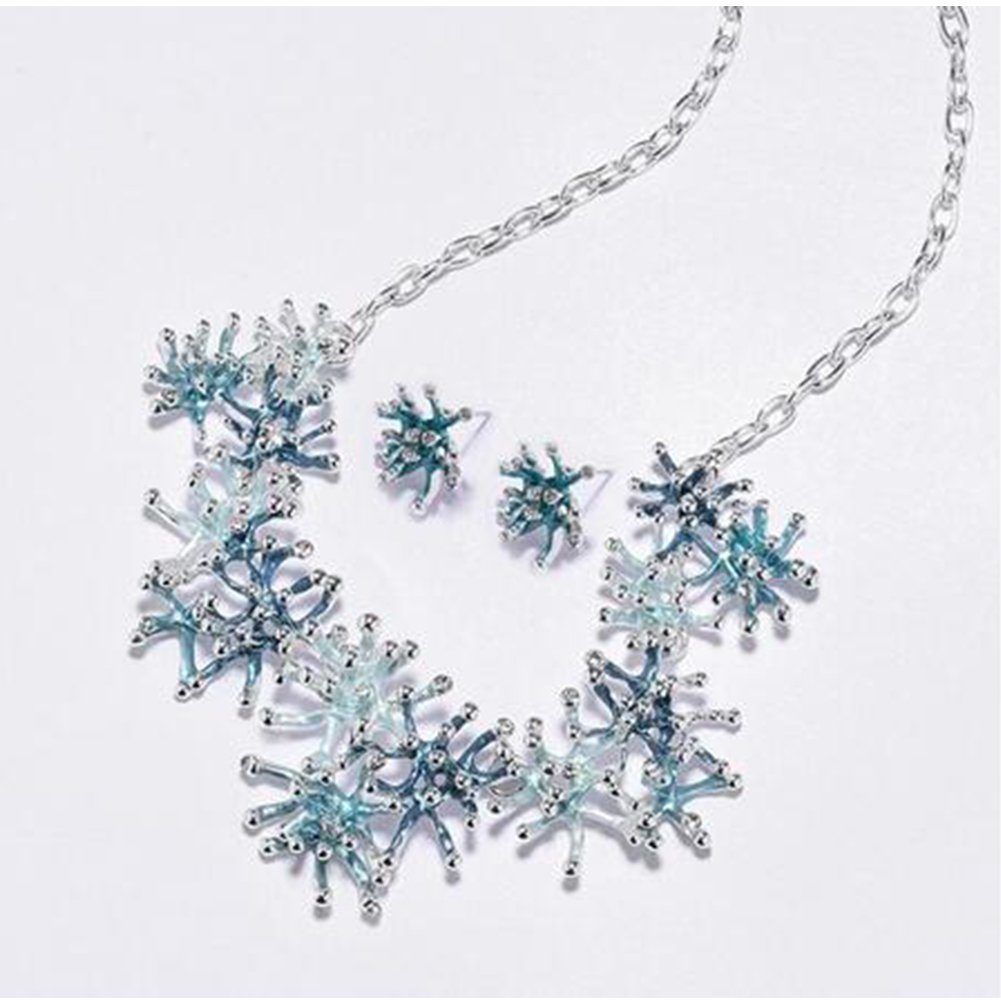 Collier mit Ohrringen Seeigel blau COM040