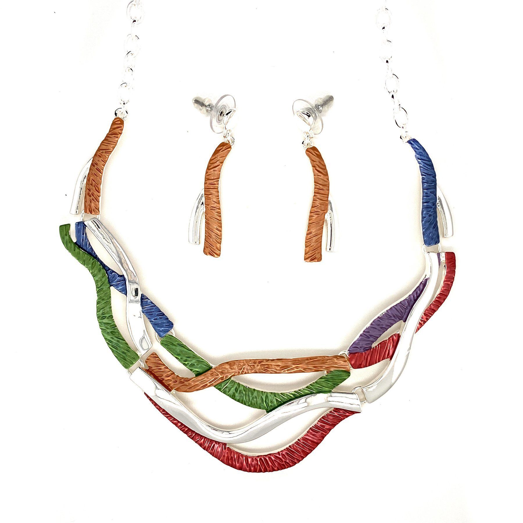 Collier mit Ohrringen multicolor CO618