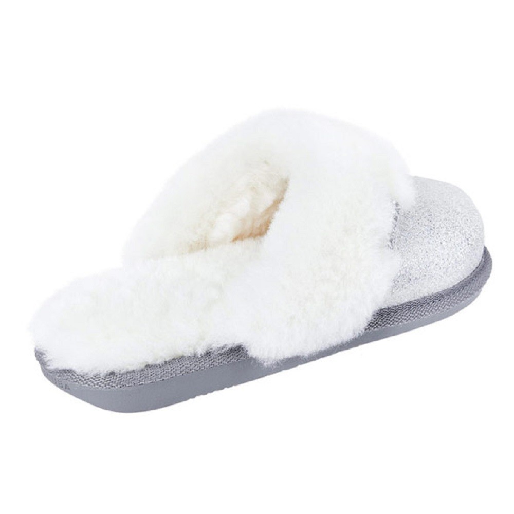 Vanuba Damen Lammfellpantoffel silber - von hinten Vanuba Damen Lammfellpantoffel silber - von hinten