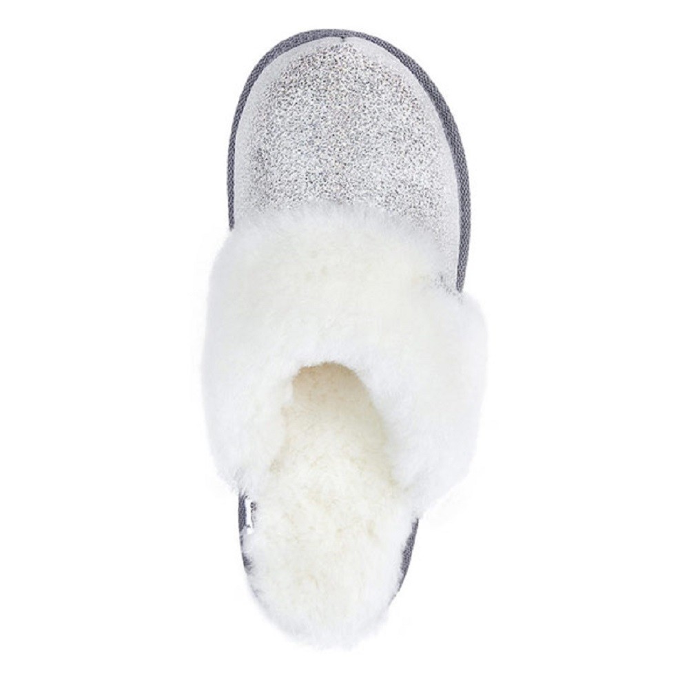 Vanuba Damen Lammfellpantoffel silber - von oben Vanuba Damen Lammfellpantoffel silber - von oben