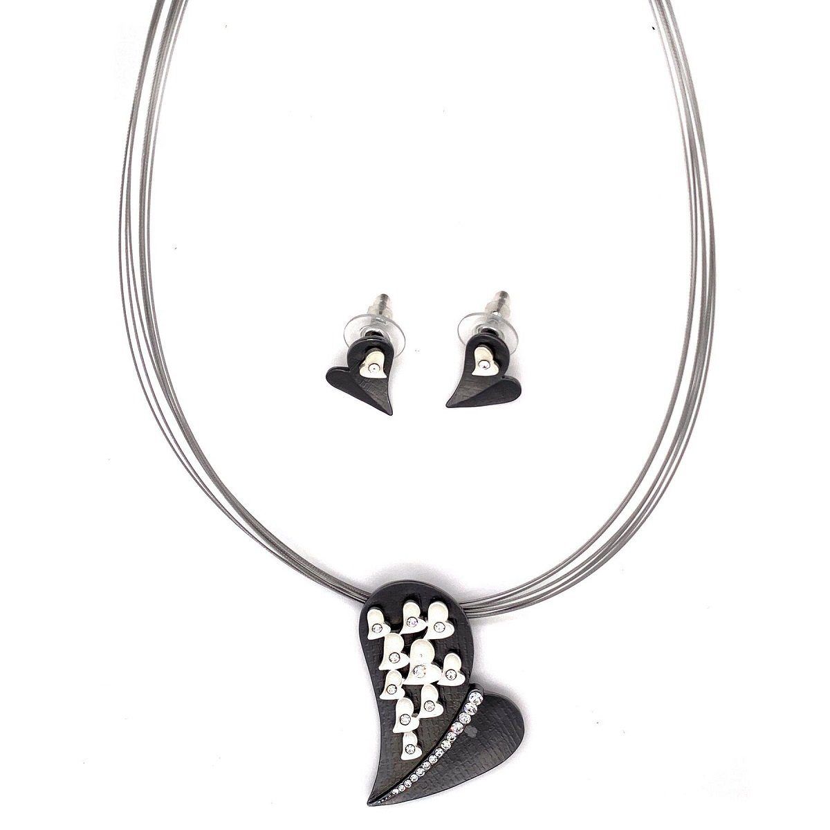 CO838 Schmuckset Herz schwarz Kristall CO838 Schmuckset Herz schwarz Kristall