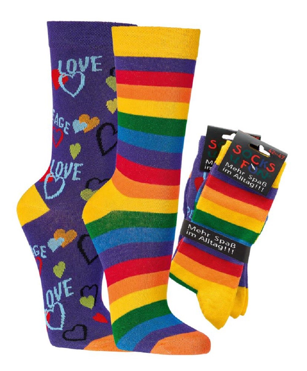 Socks 4 Fun Motivsocken Rainbow Love 2er Bündel sortiert