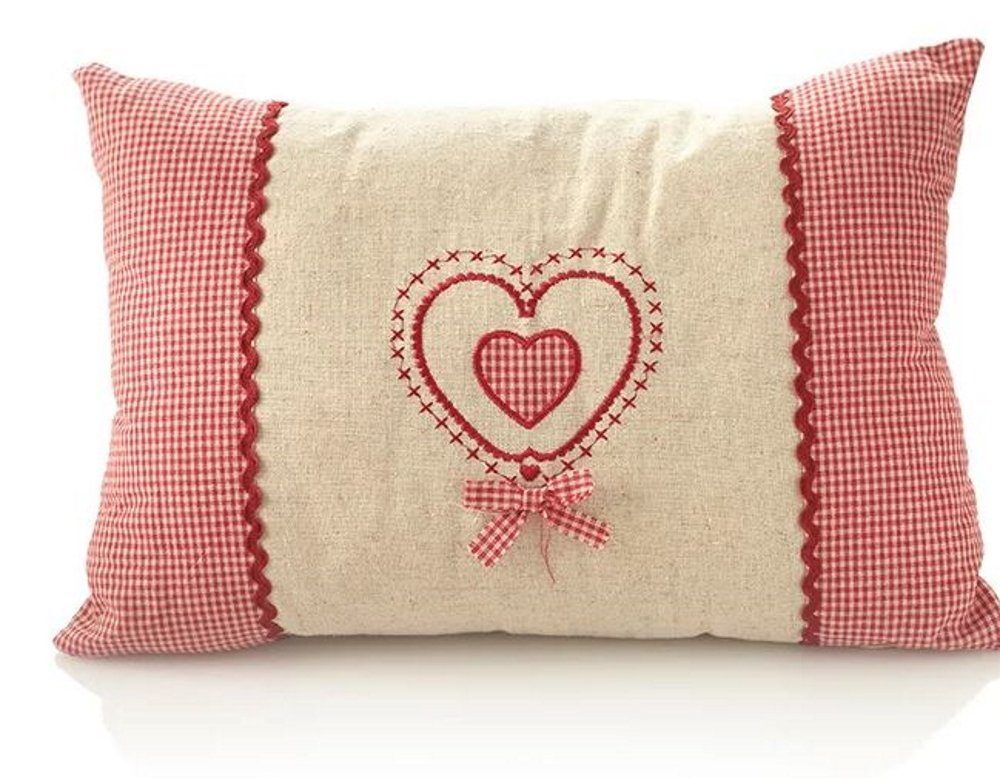 Zirbenkissen Leinen Herz mit Zirbenflocken 40x27cm mit Herz Motiv