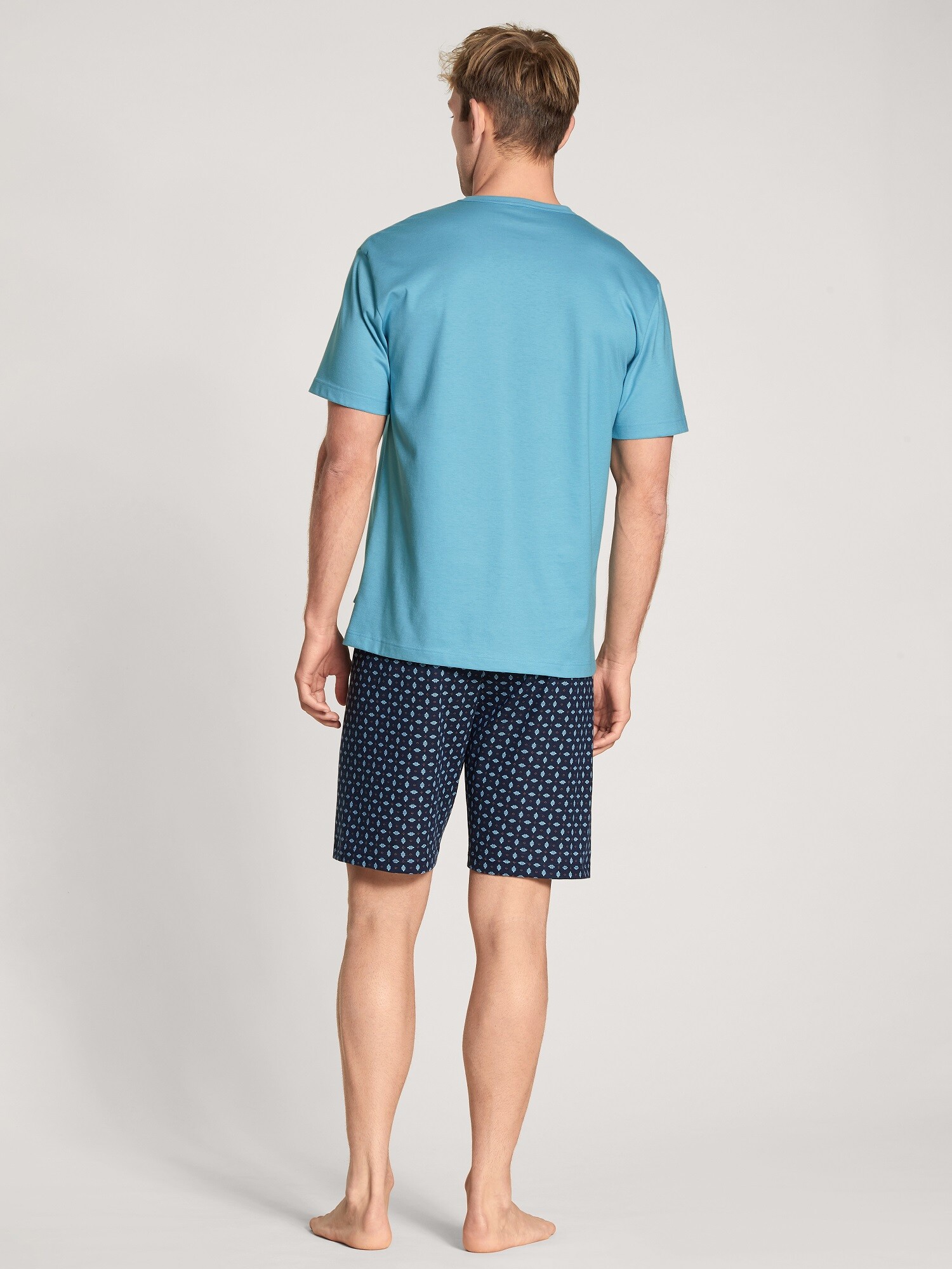 Calida Herren Kurzpyjama hellblau - von hinten Calida Herren Kurzpyjama hellblau - von hinten