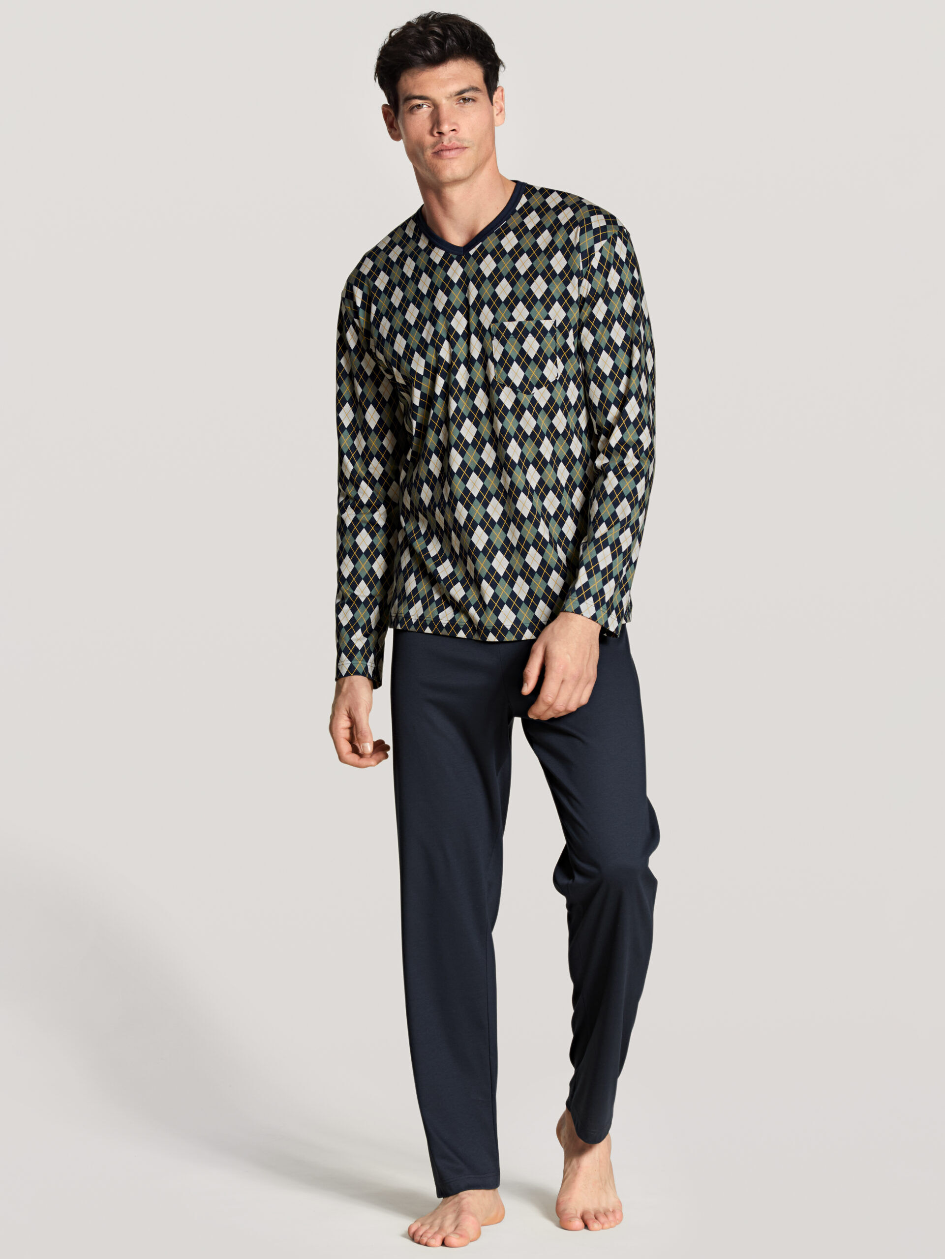 Calida Herrenpyjama laurel green - von vorne