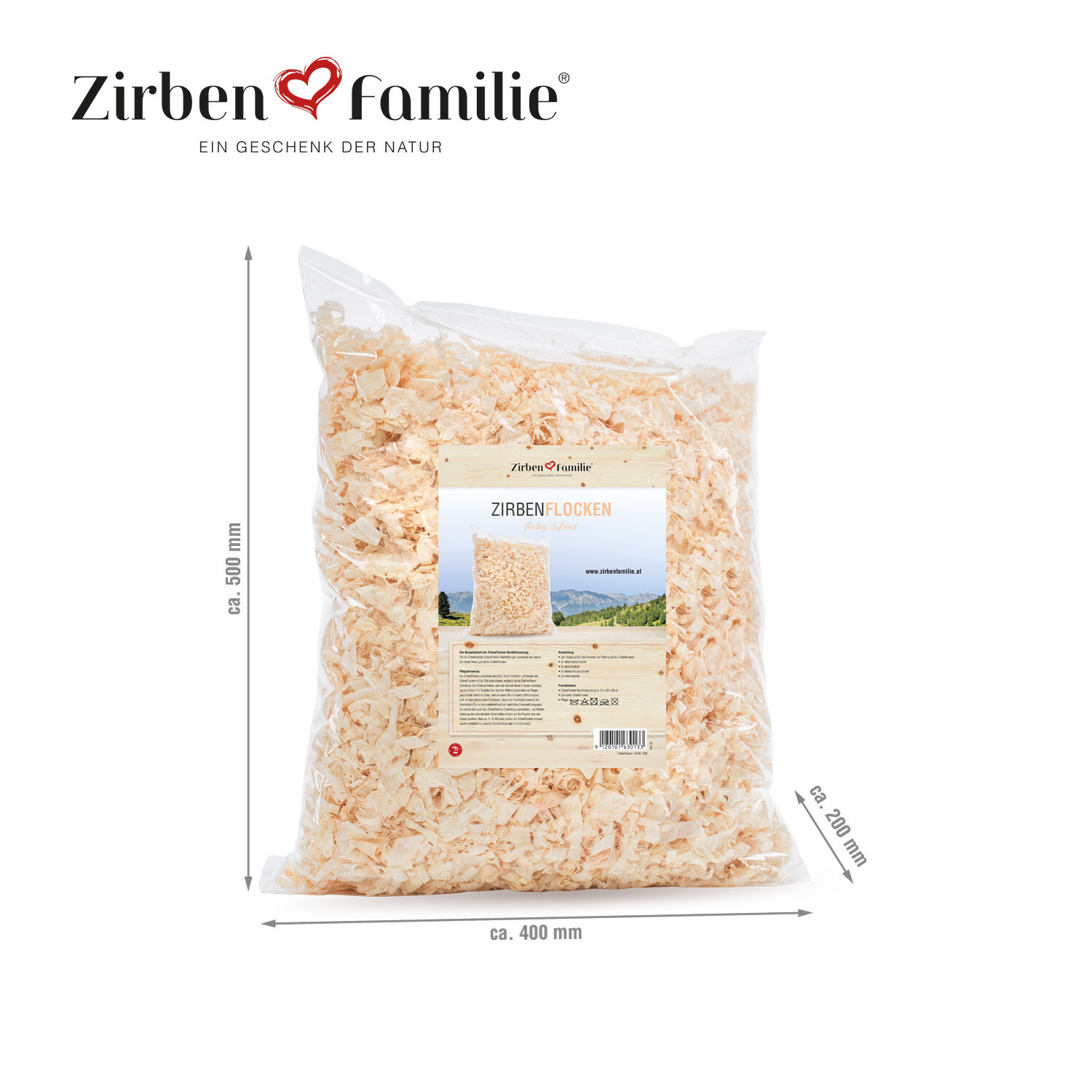 Zirbenflocken Nachfüllpack Größe der Packung Zirbenflocken Nachfüllpack Größe der Packung