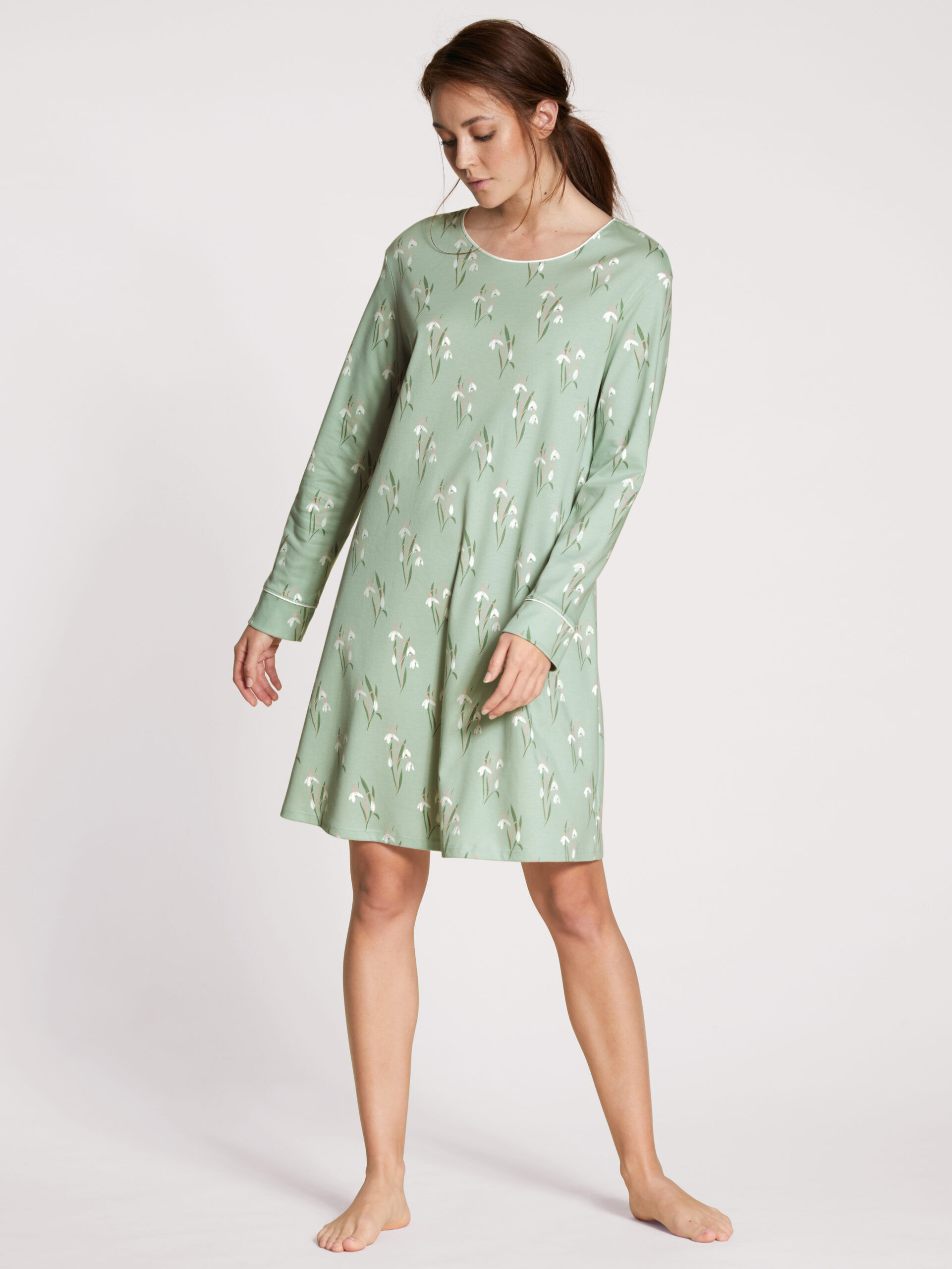 Calida Nachthemd Langarm 32351 light aqua - von vorne