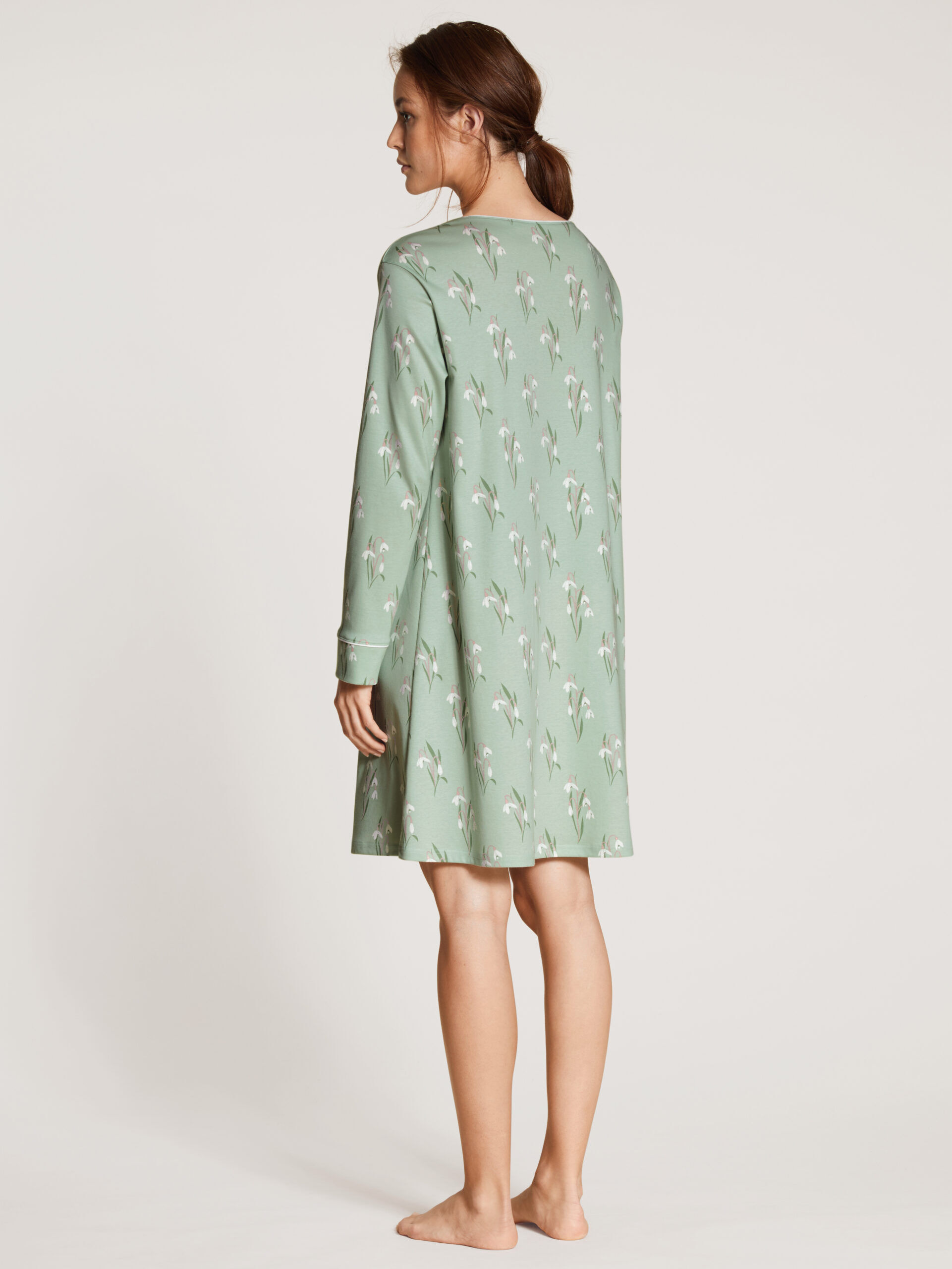 Calida Nachthemd Langarm light aqua - von hinten