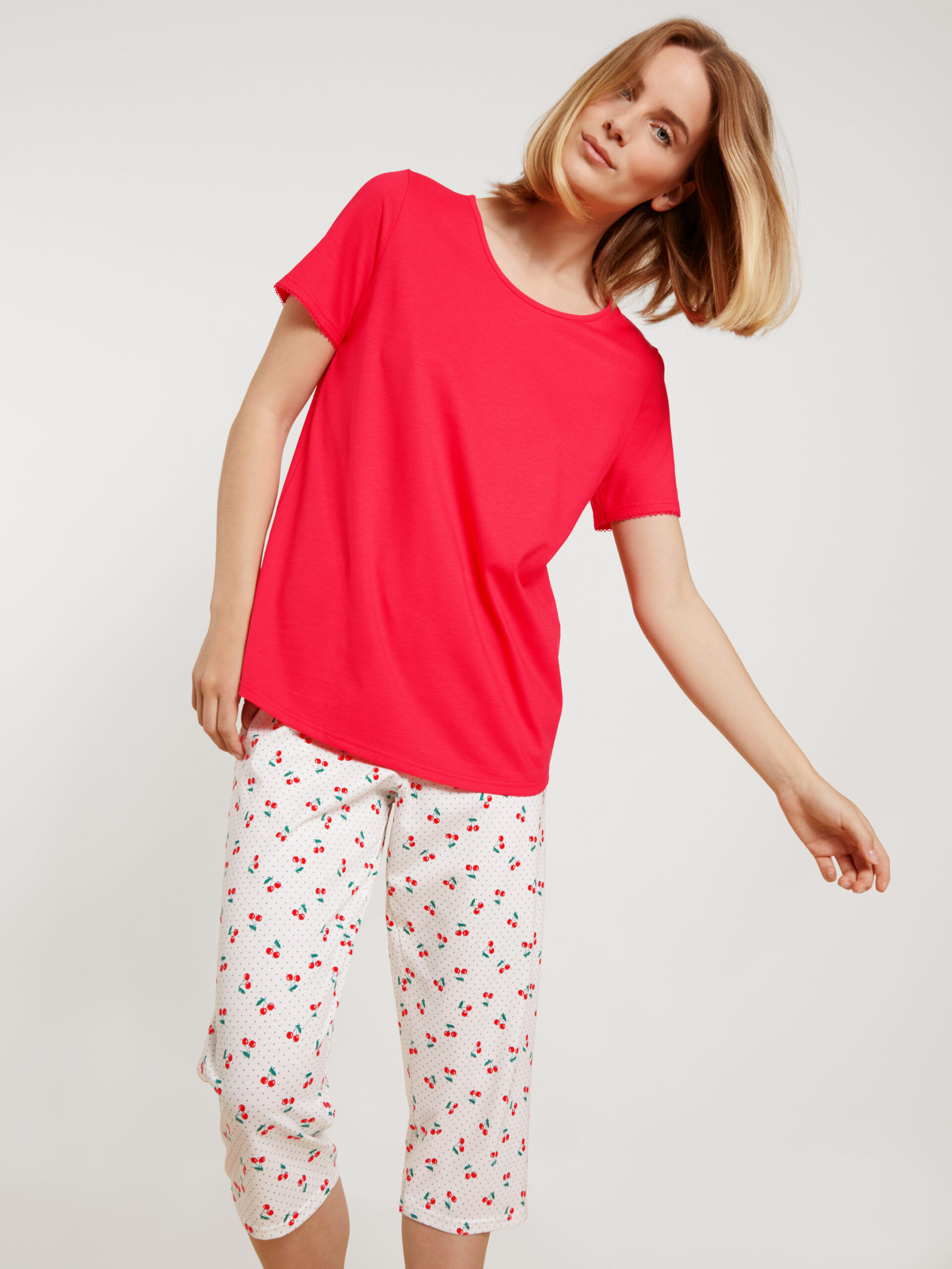 Calida 3/4 Pyjama red glow - von vorne Calida 3/4 Pyjama red glow - von vorne