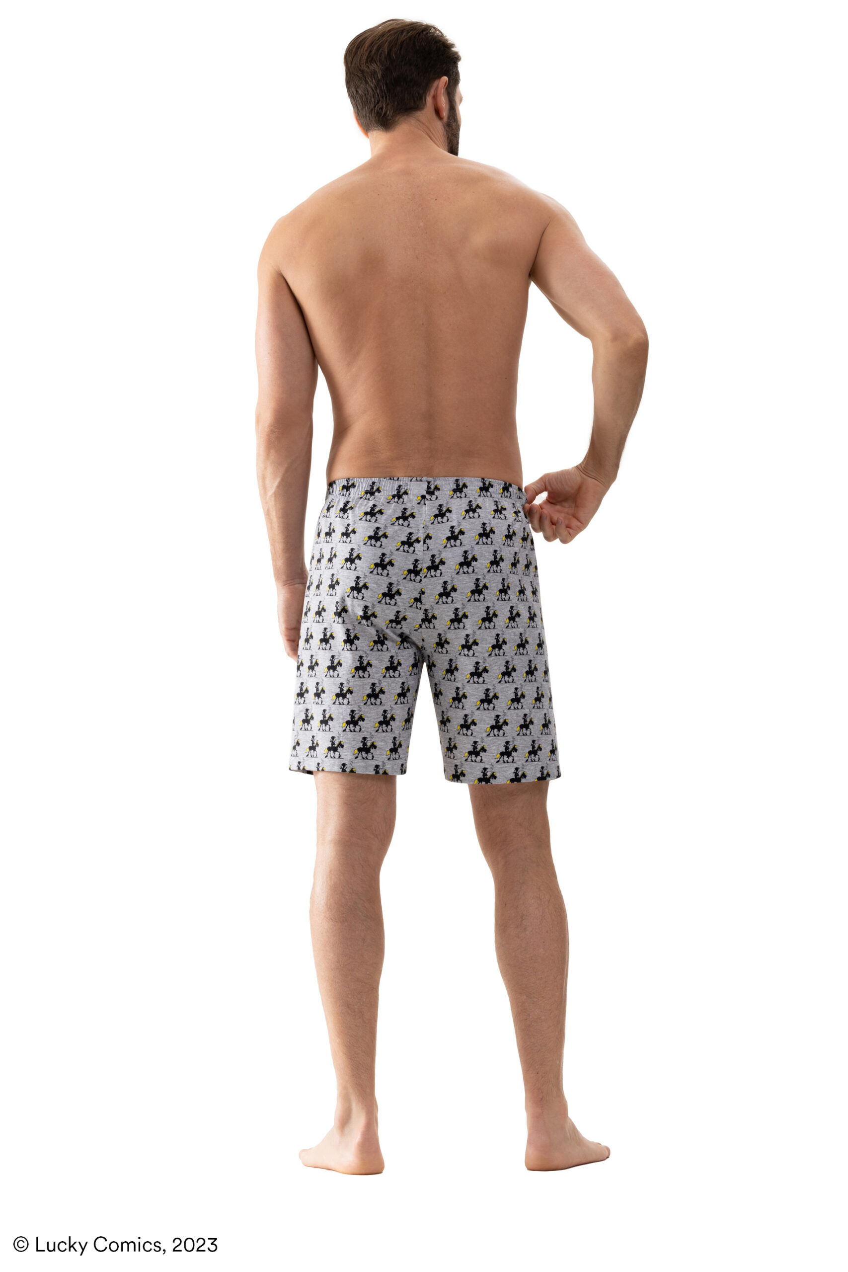 Mey Hose Lucky Luke light grey melange - von hinten