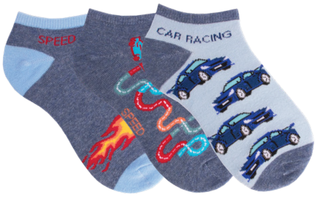 Sneakersocken Rennauto 3-er Bündel blau Sneakersocken Rennauto 3-er Bündel blau