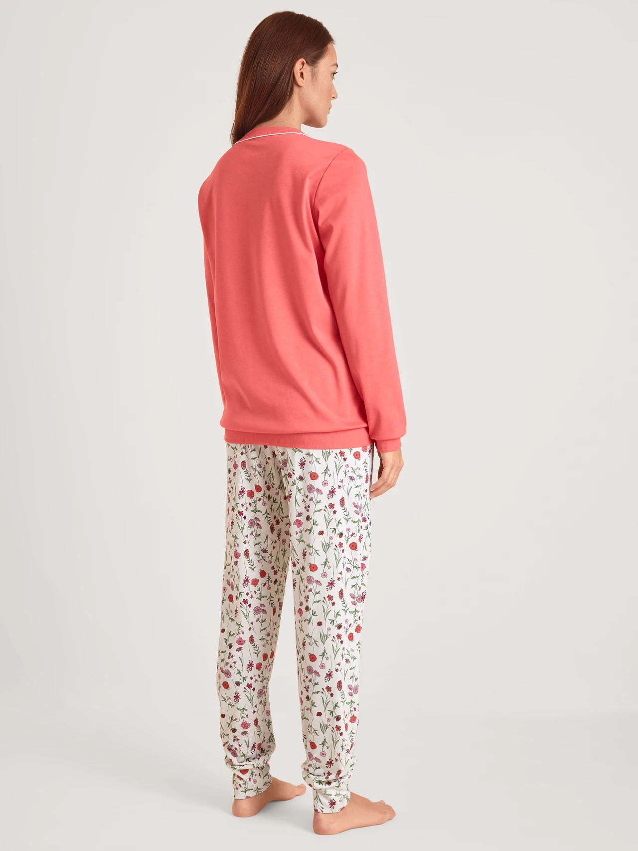 Calida Damen Bündchenpyjama porcelain rose - von hinten Calida Damen Bündchenpyjama porcelain rose - von hinten