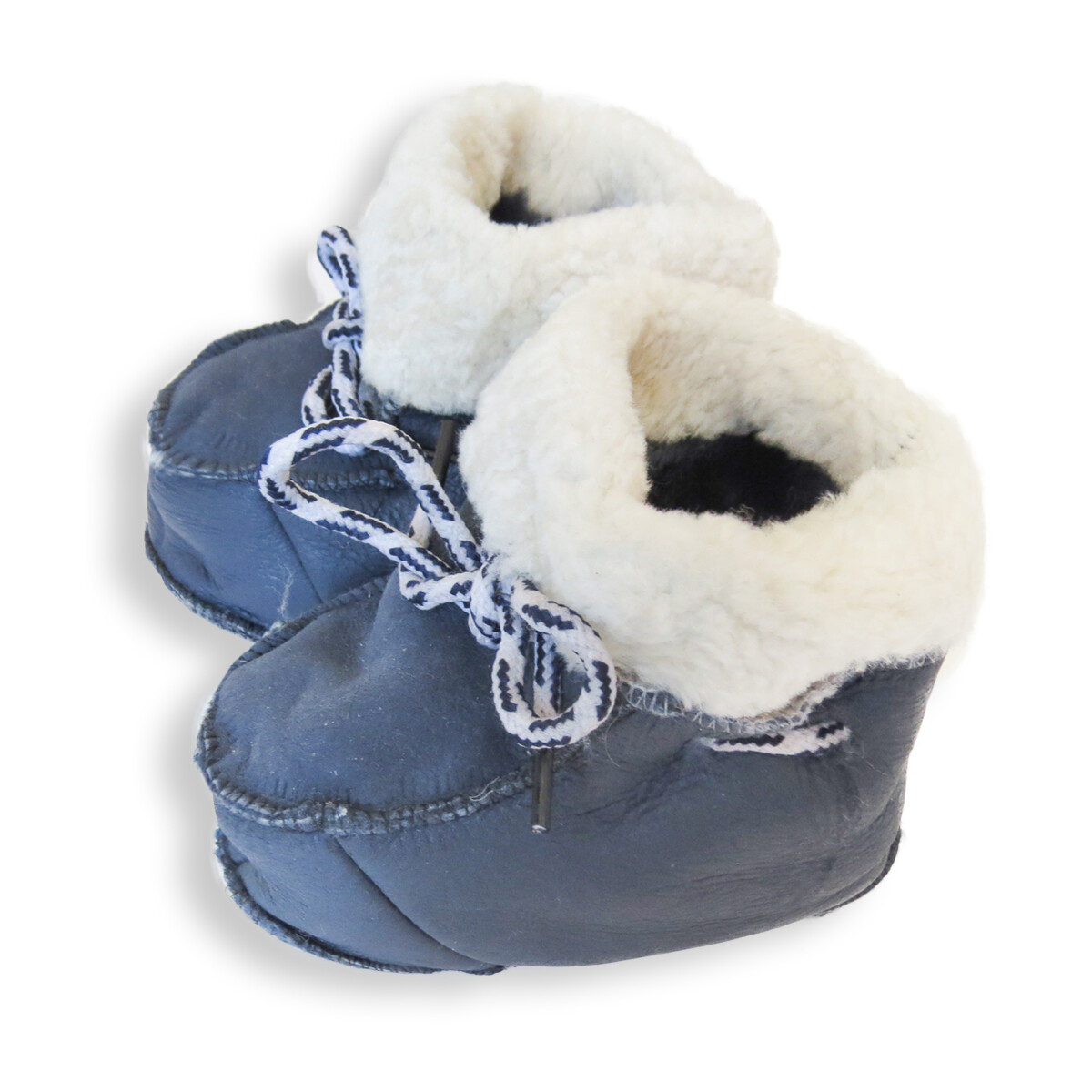 Babylammfellschuhe Links in Blau