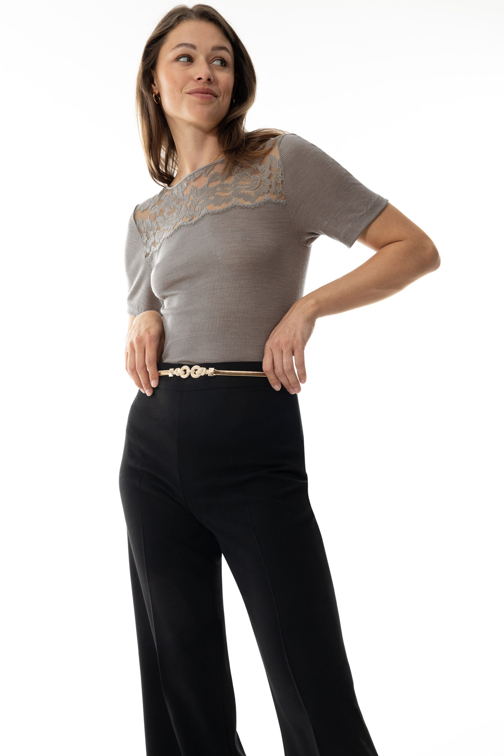 Mey T-Shirt Serie Wool Love deep Taupe - von vorne