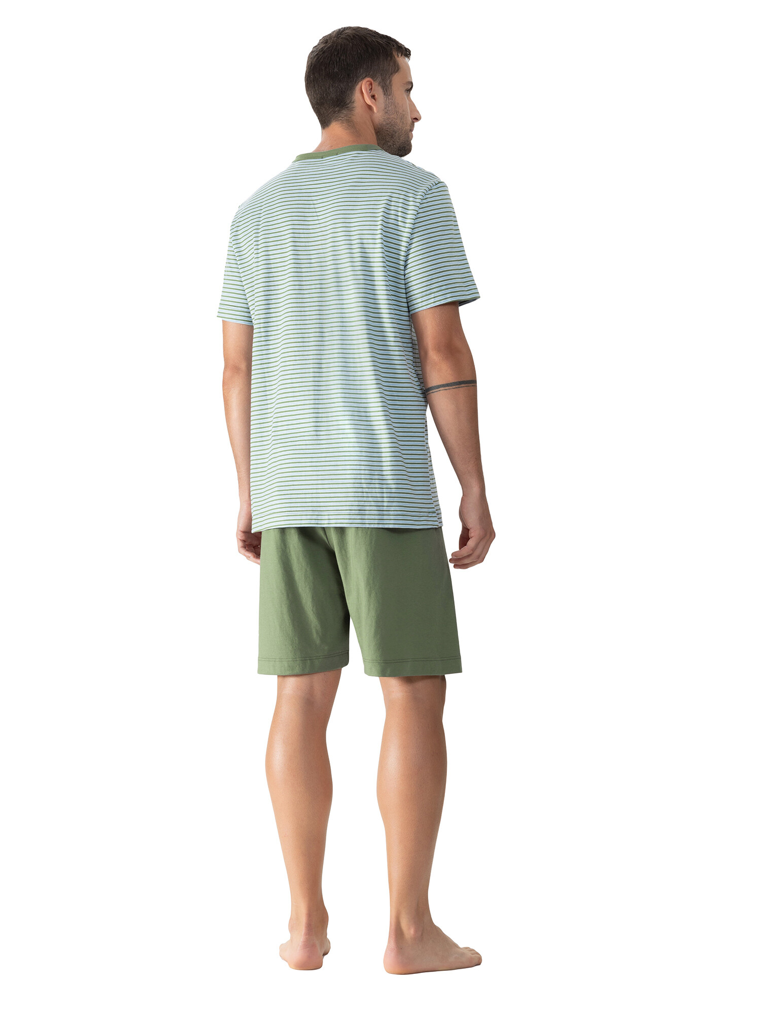 Mey Herren Kurzpyjama 33065 Elm Green - von hinten Mey Herren Kurzpyjama 33065 Elm Green - von hinten