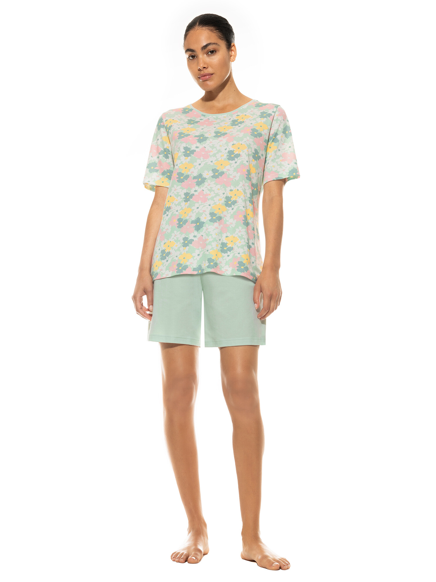 Mey Damen Kurz Pyjama 13231 Frozen Mint - von vorne Mey Damen Kurz Pyjama 13231 Frozen Mint - von vorne