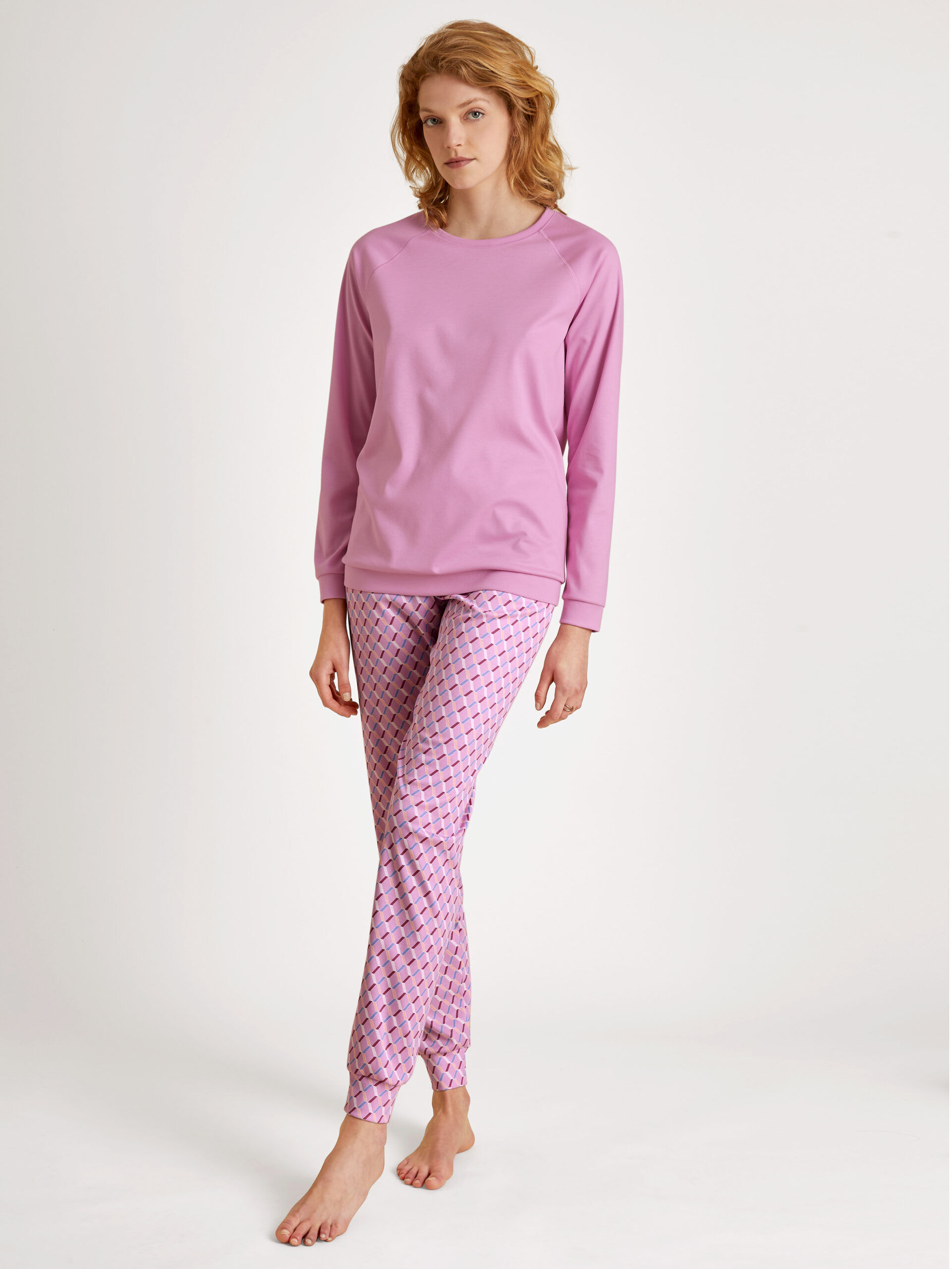 Calida Damen Bündchenpyjama 44357 Bubble Gum Pink - von vorne