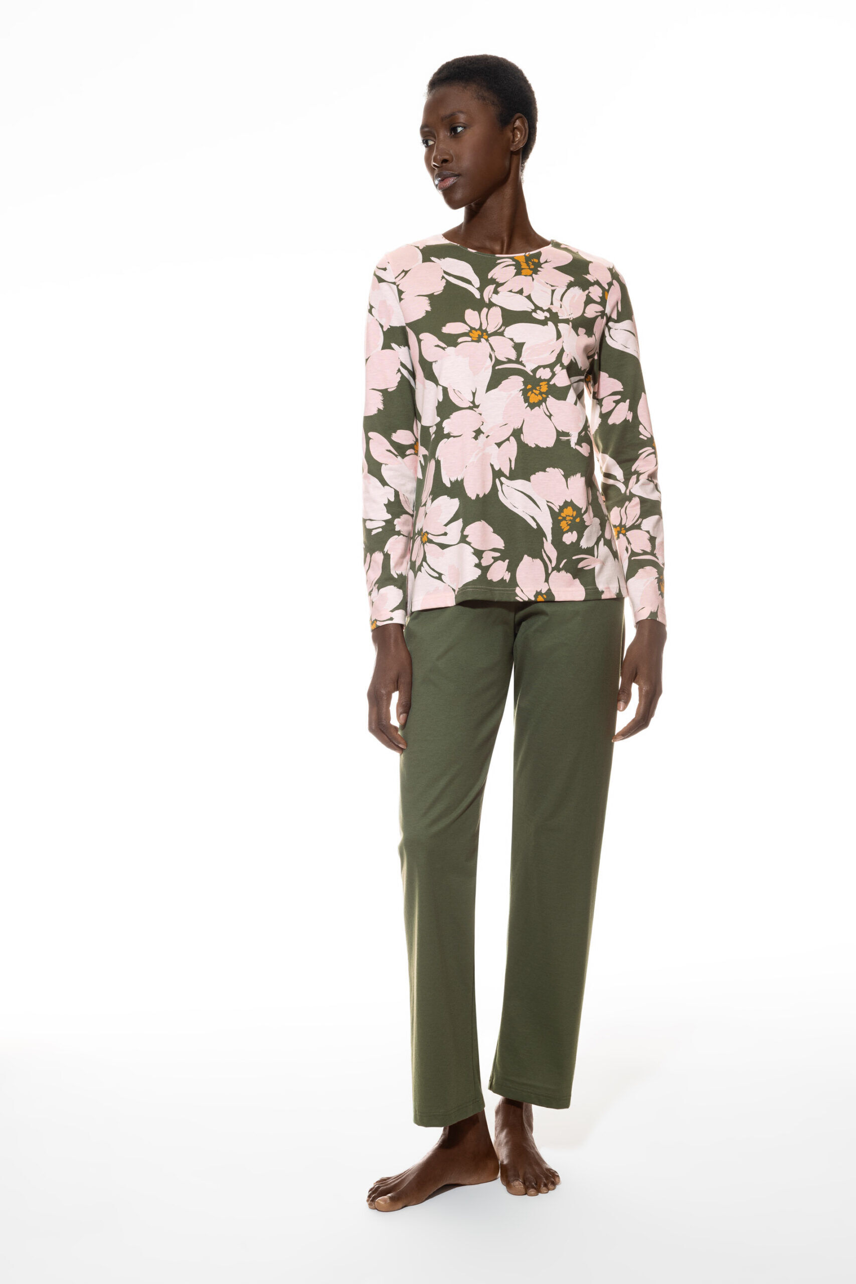 Mey Damen Langarm Pyjama 1240005 Aspen Green - von vorne