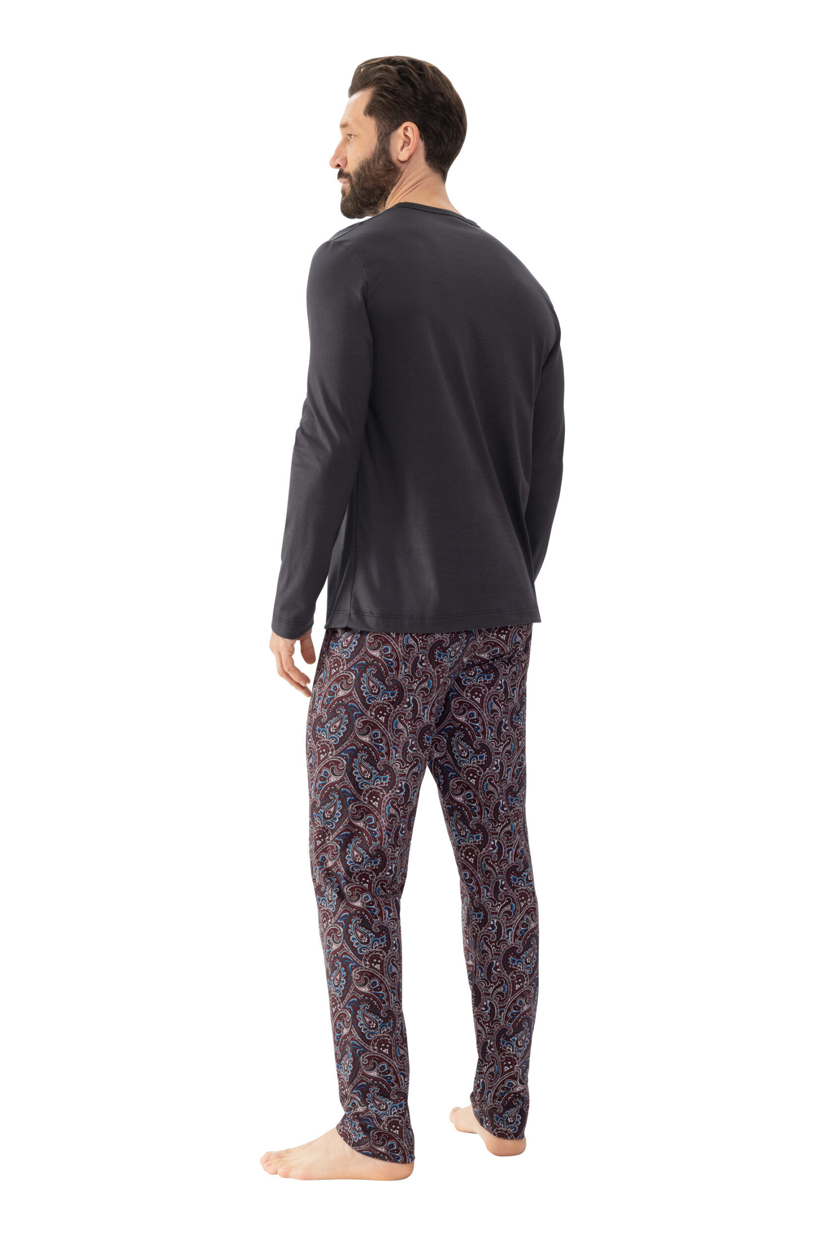 Mey Herren Pyjama 2240005 Lava Grey - von hinten Mey Herren Pyjama 2240005 Lava Grey - von hinten