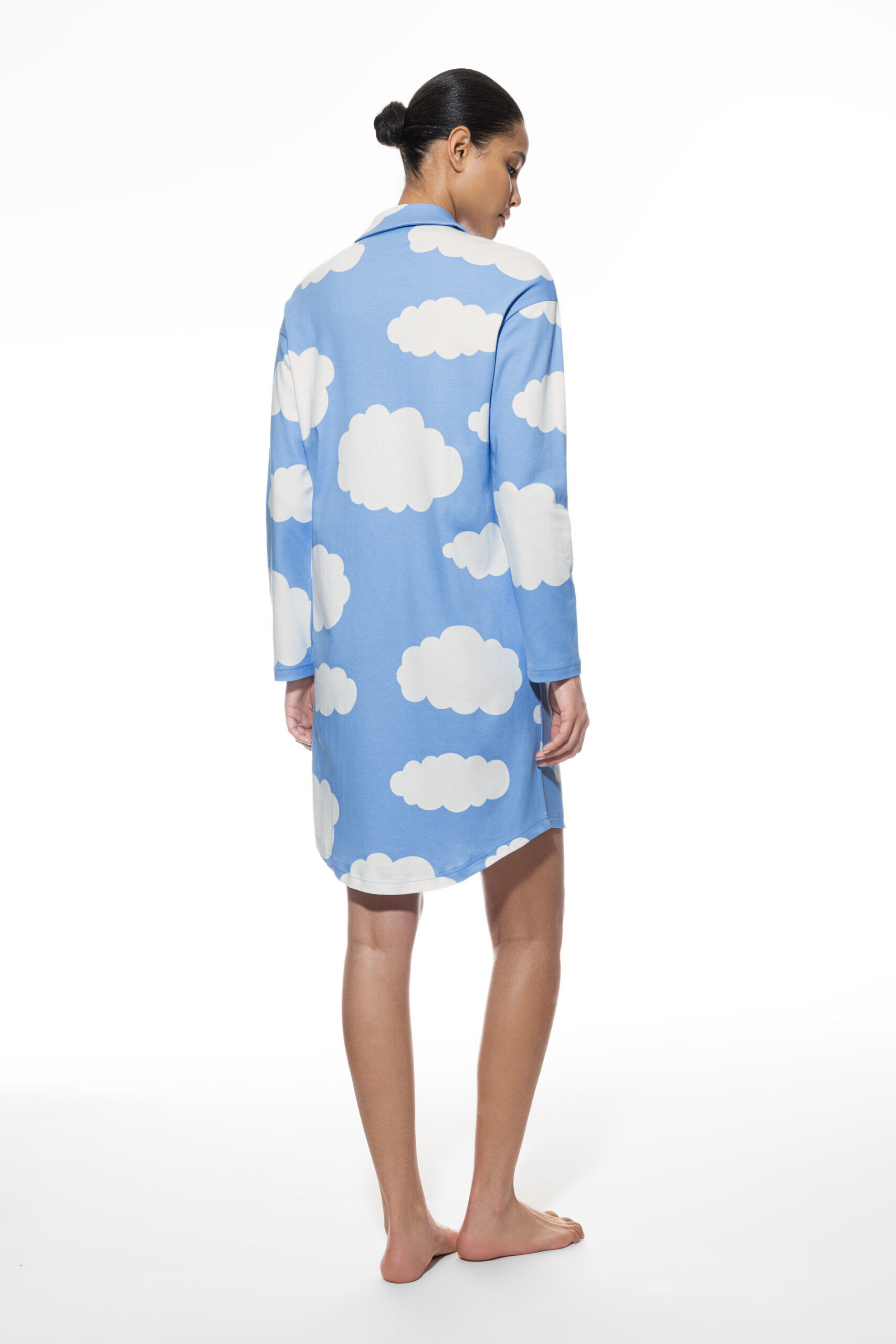 Mey Langarm Nachthemd 1230022 Blue Silk - von hinten Mey Langarm Nachthemd 1230022 Blue Silk - von hinten