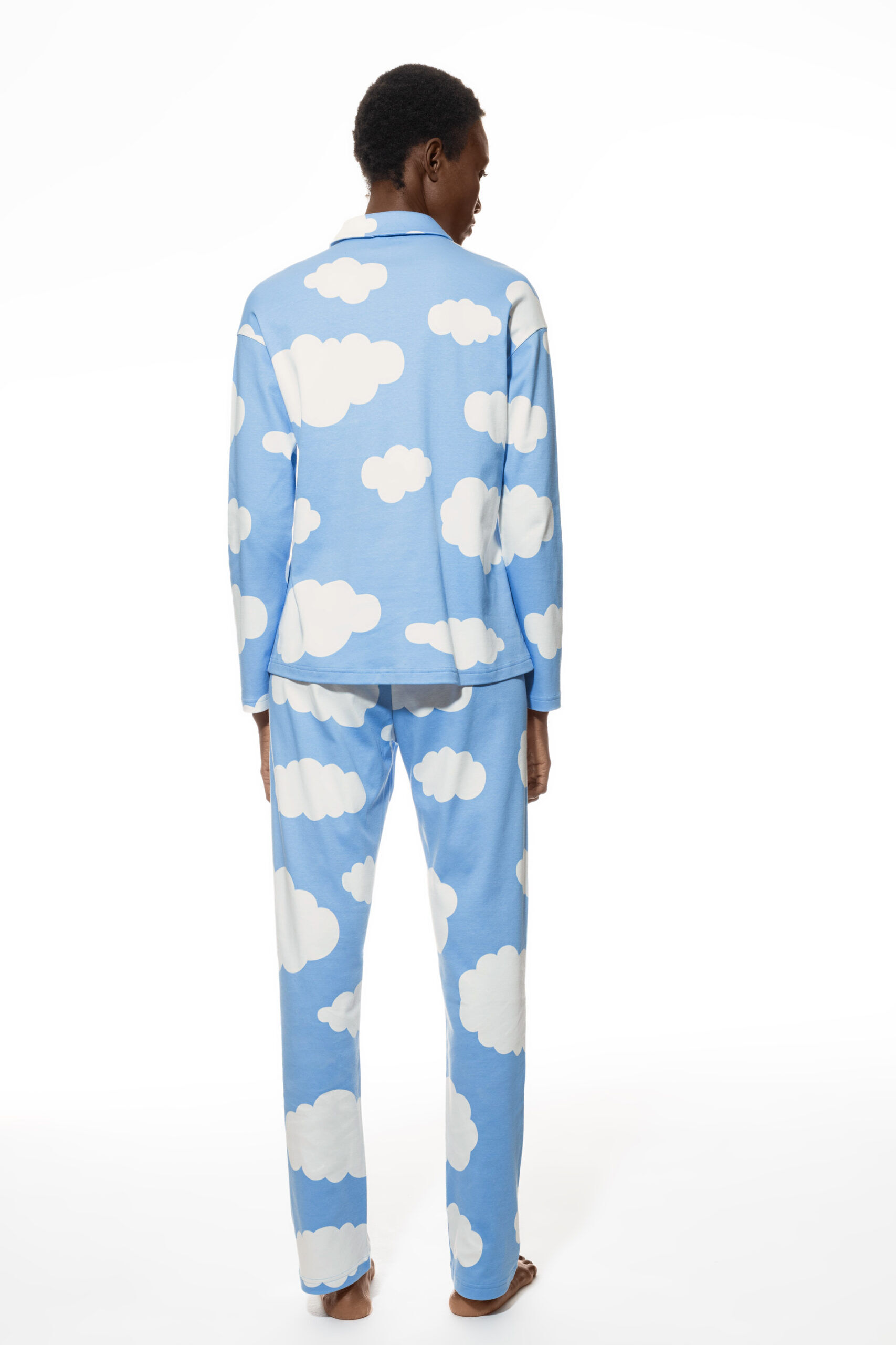 Mey Pyjama durchgeknöpft 1240022 Blue Silk - von hinten