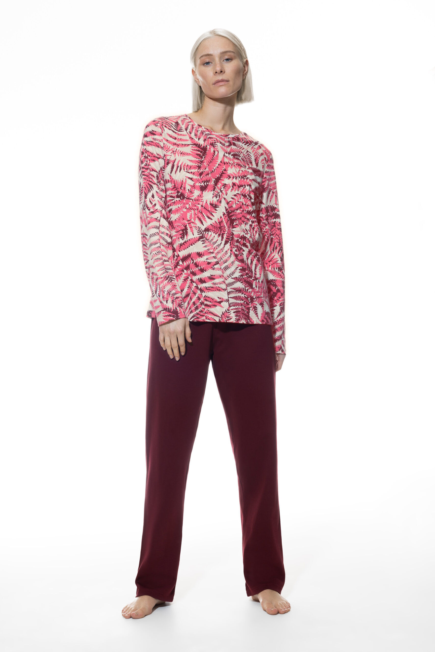 Mey Damenpyjama Langarm French Fuchsia vorne