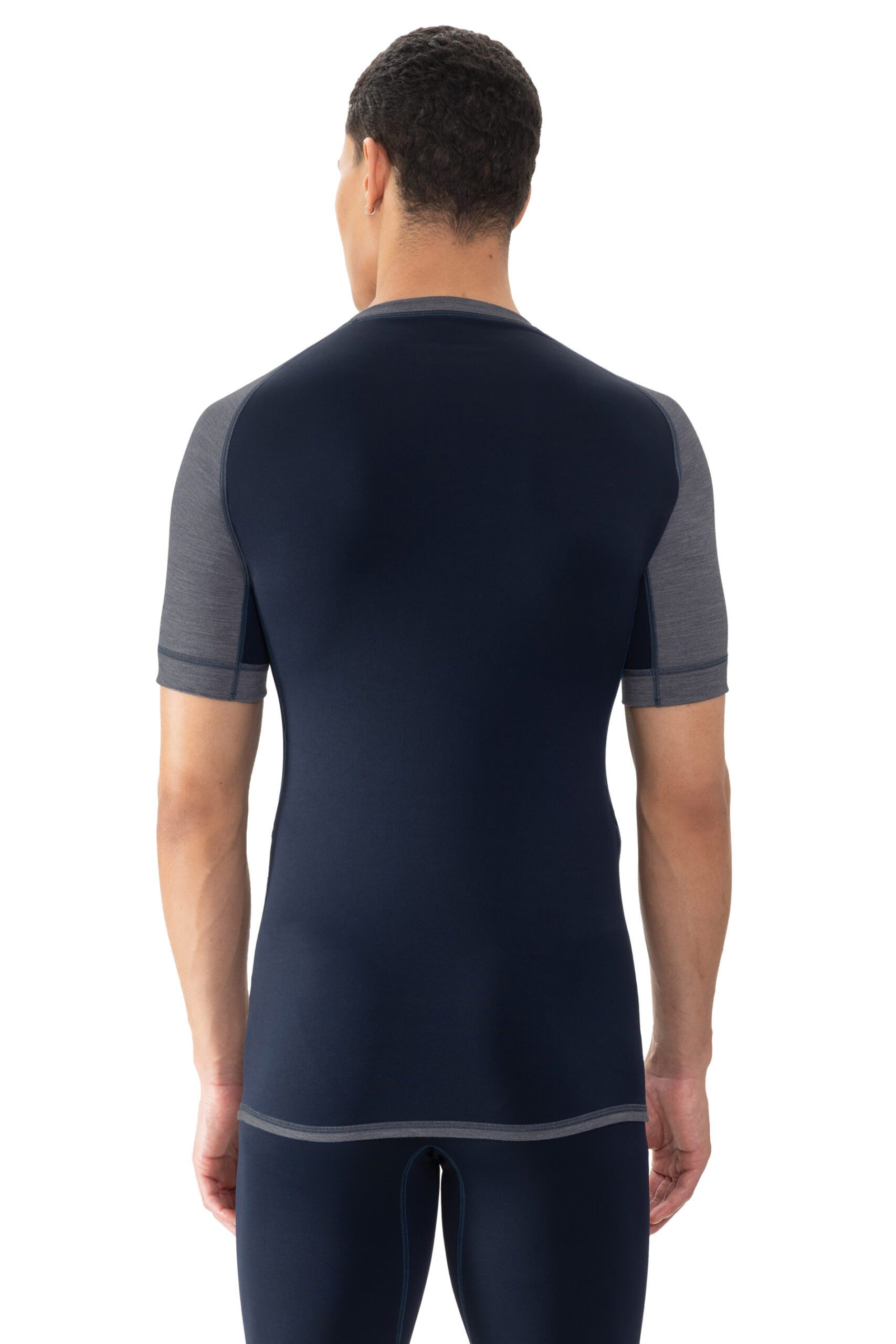 Mey Herren T-Shirt Indigo Melange hinten