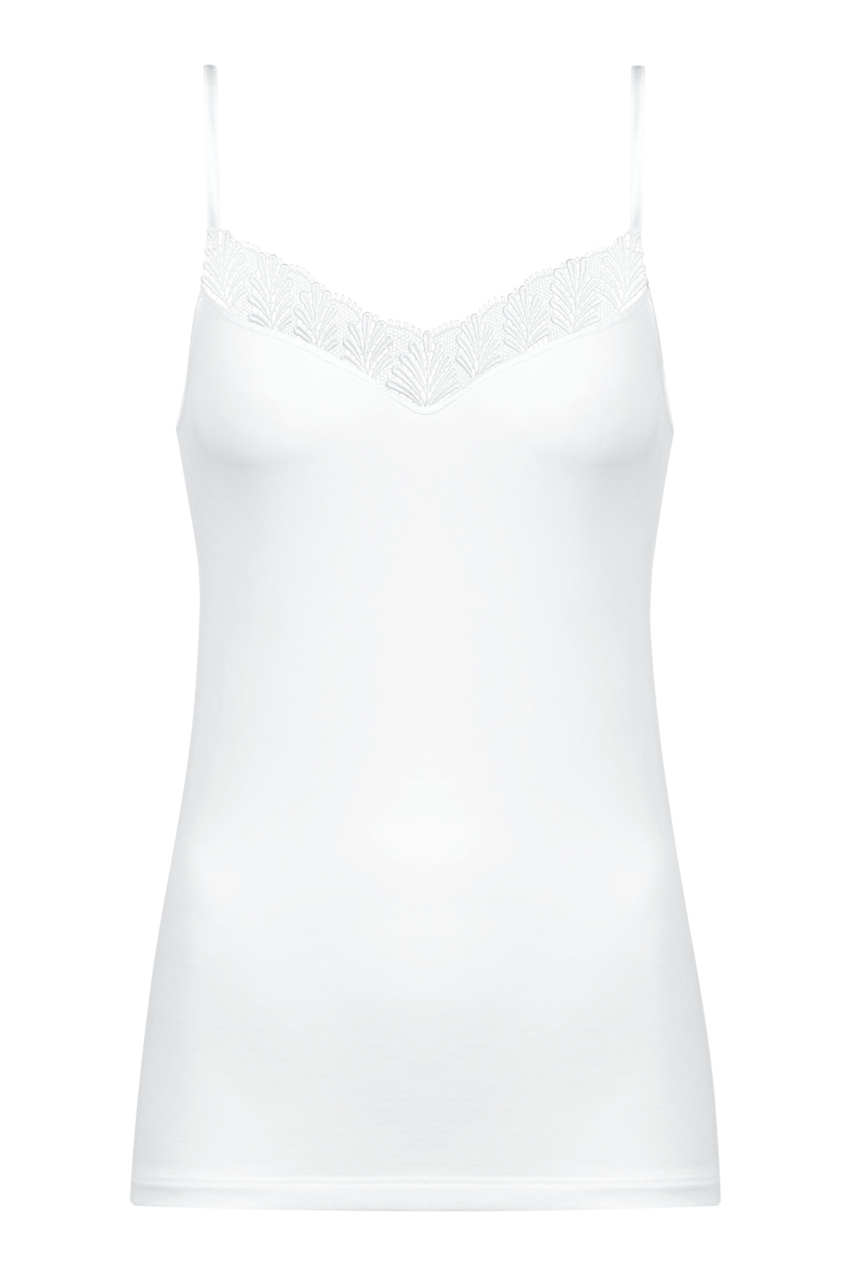 Mey Spaghetti-Top mit Spitze weiß plain