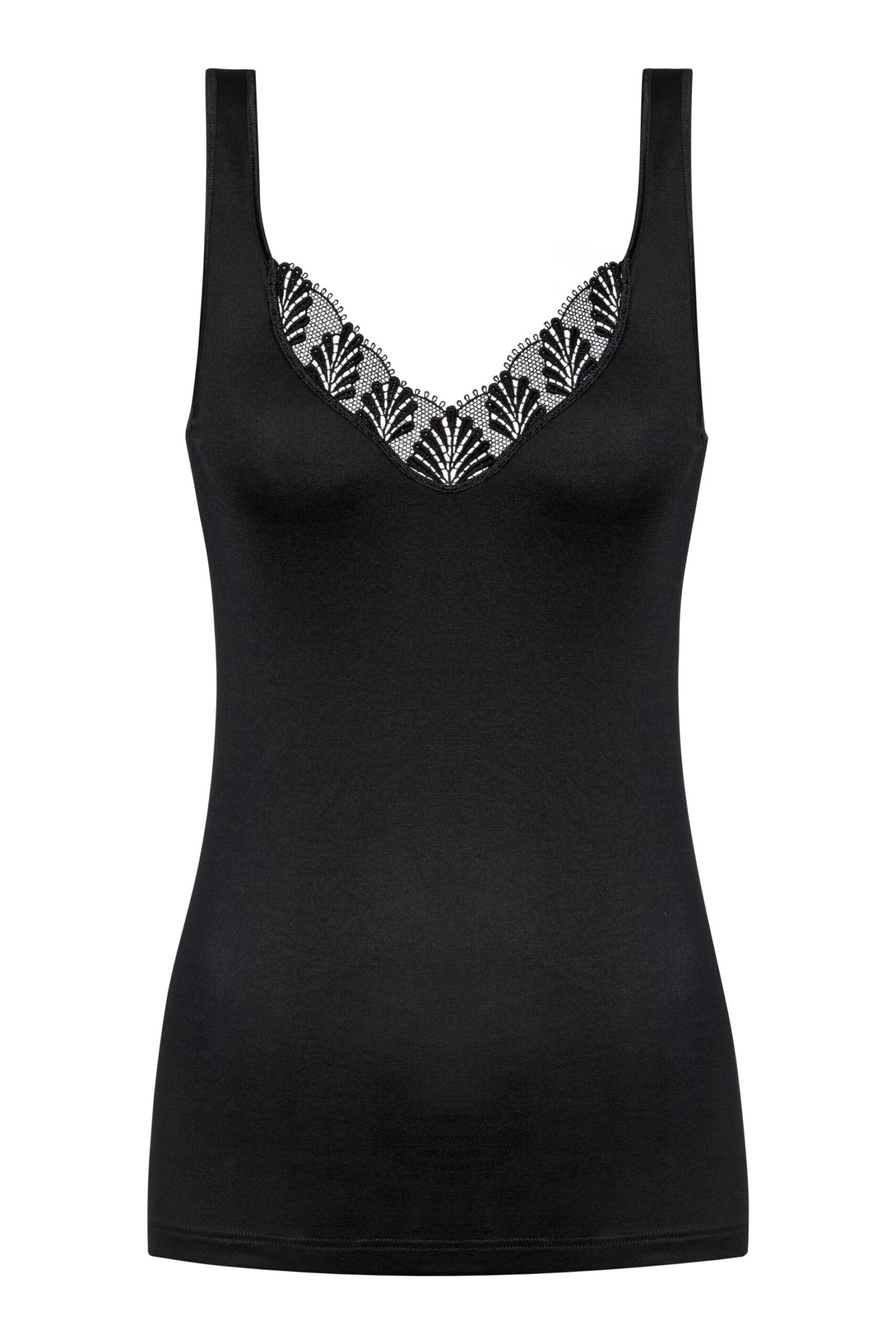 Mey Top mit Spitze schwarz plain