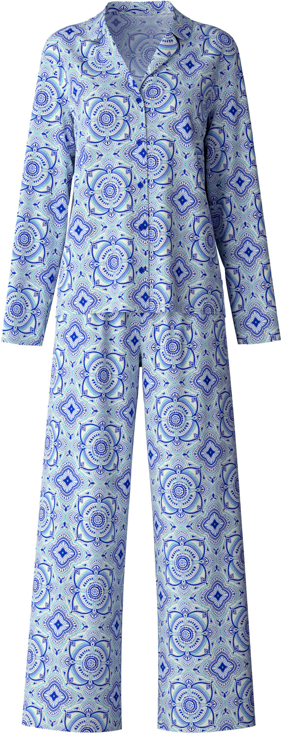 Calida-Pyjama-durchgeknoepft-46353-Dazzling-Blue-plain-scaled|Calida46353DazzlingBlue Calida Pyjama durchgeknöpft 46353 Dazzling Blue plain