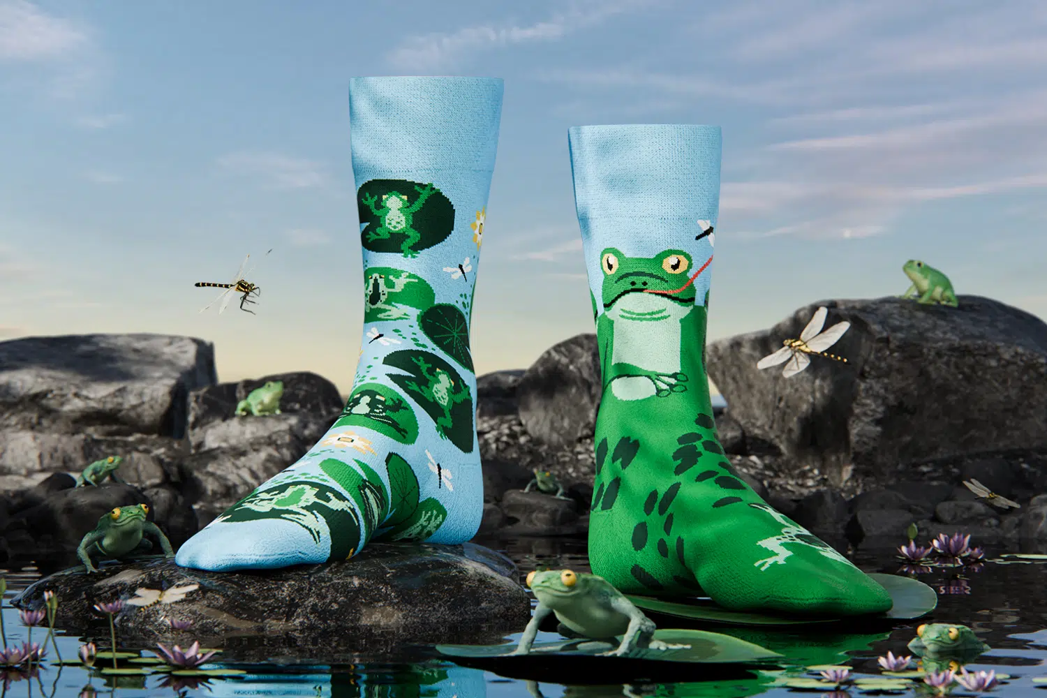 Many Mornings Socken Froggy Frog im Bild