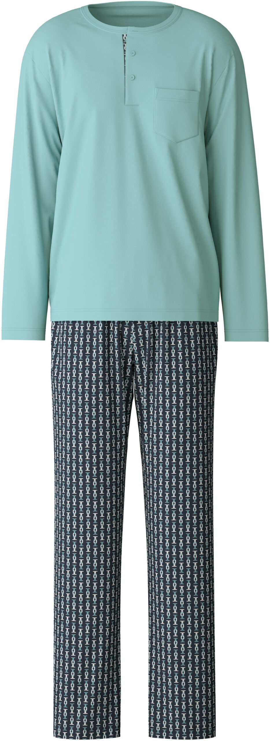 Calida Herrenpyjama 45480 Blue Lily plain