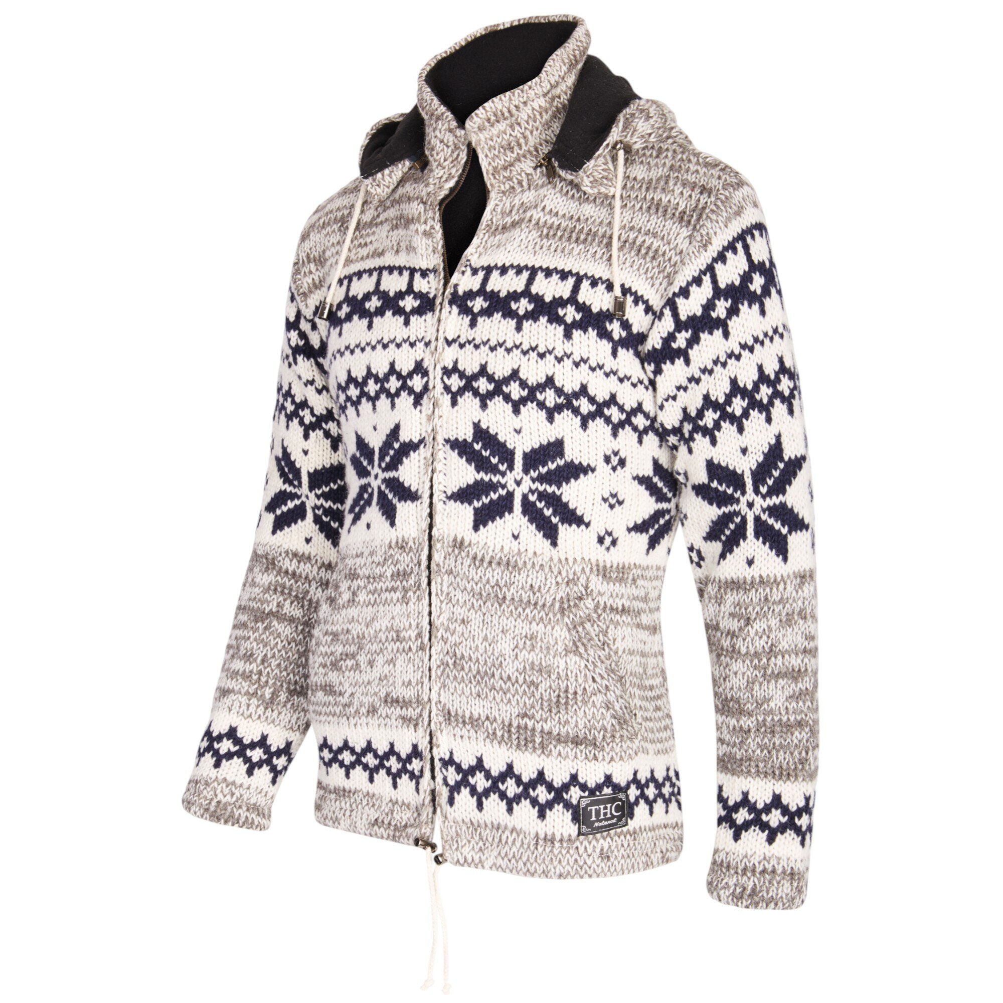 THC Schafwoll Strickjacke Norweger grau (Modell 609) von der Seite THC Schafwoll Strickjacke Norweger grau (Modell 609) von der Seite