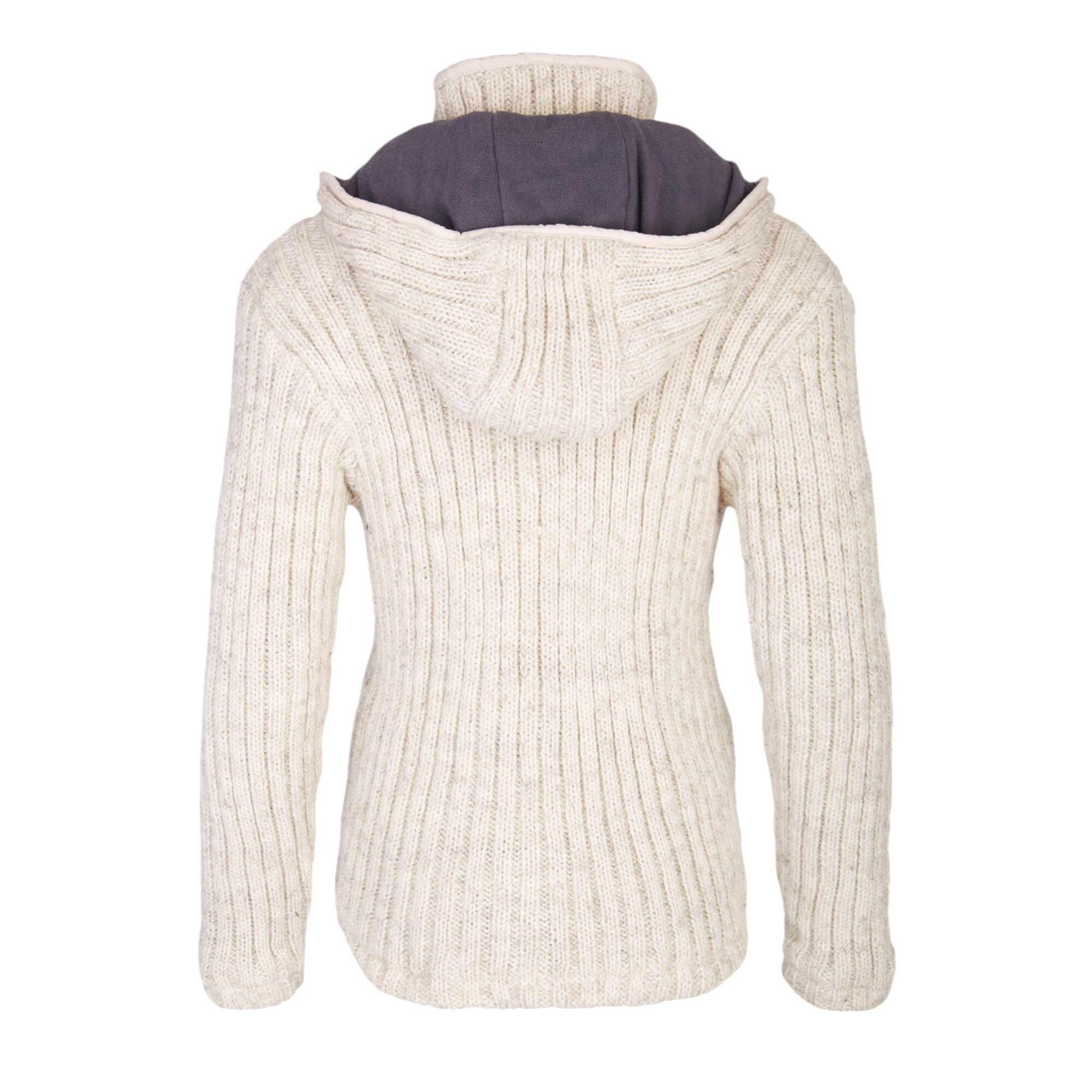 THC Schafwoll Strickjacke weiß (Modell 713) von hinten