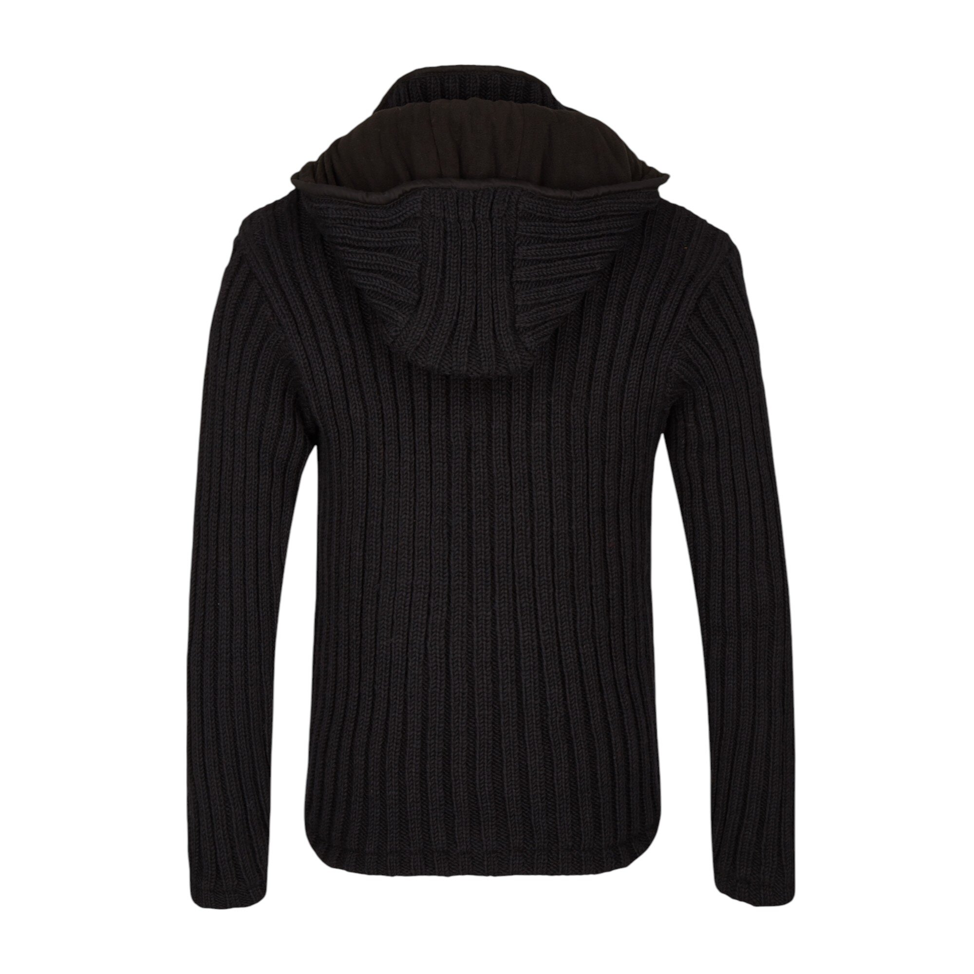 Foto von hinten THC Schafwoll Strickjacke schwarz (Modell 721) 