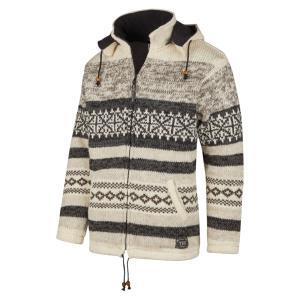 THC Schafwollstrickjacke beige gemustert 888 von der Seite