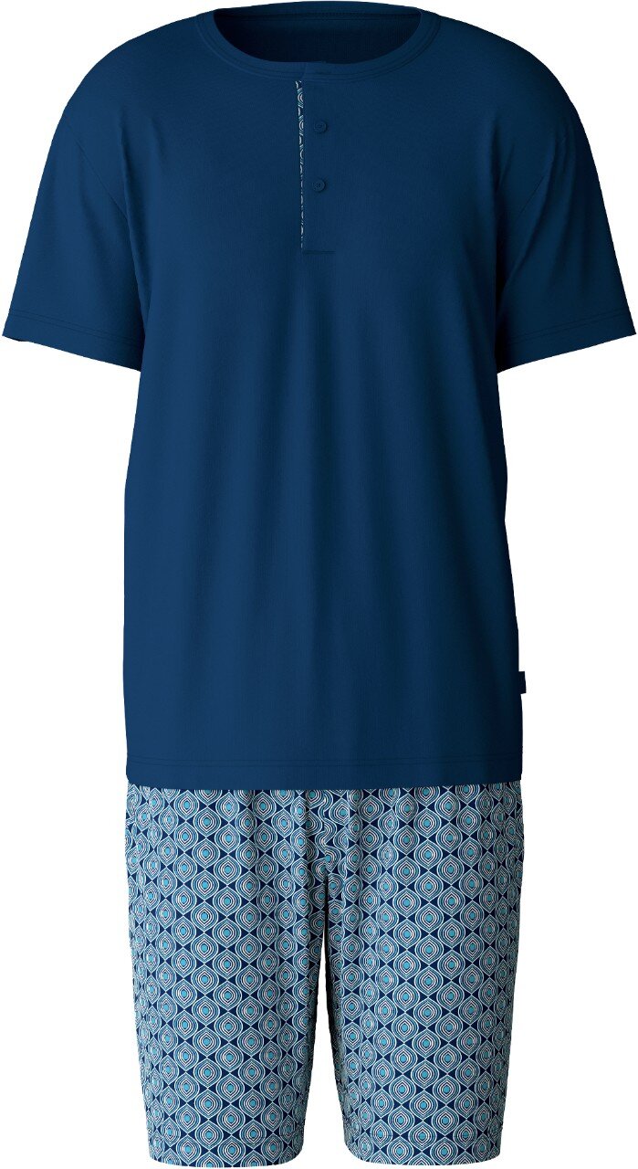 Calida-Herren-Kurzpyjama-46282-Pottery-Blue-plain|Calida46282PotteryBlue Calida Herren Kurzpyjama 46282 Pottery Blue plain
