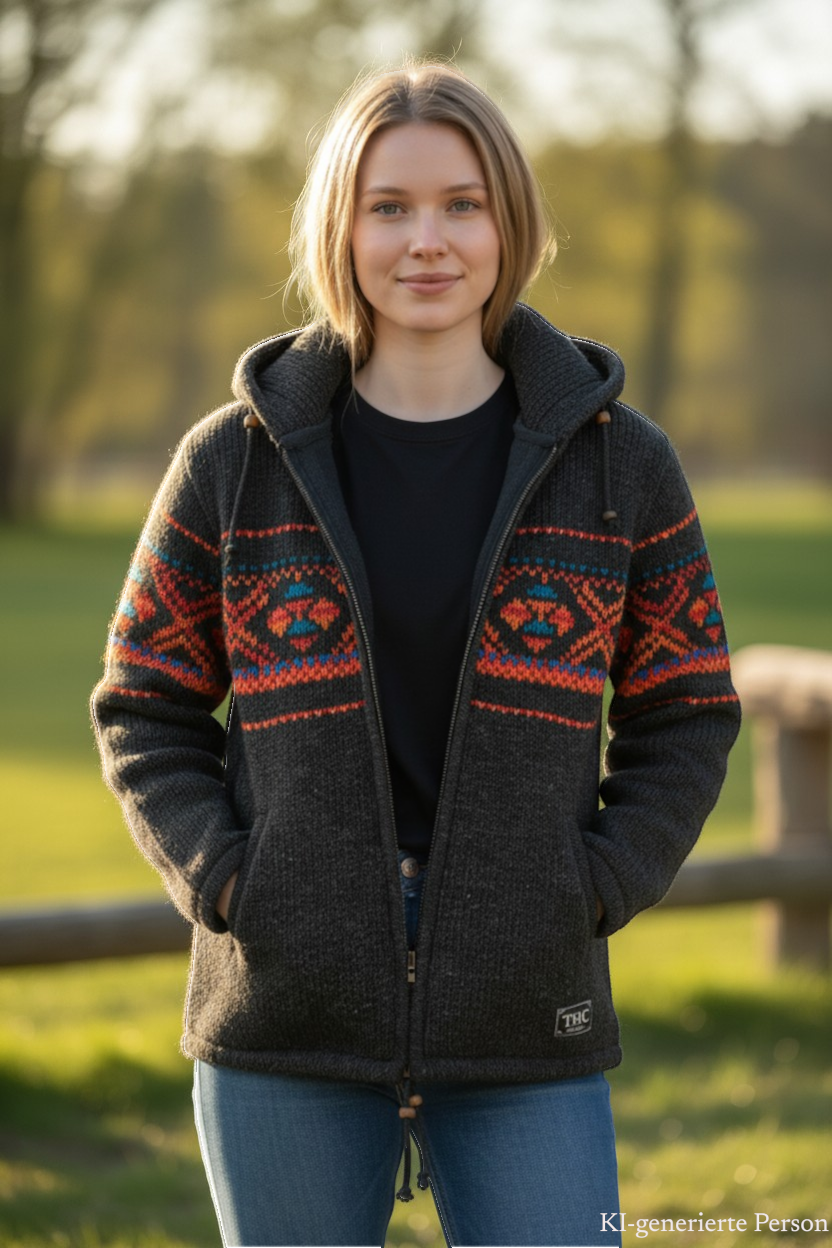 THC Schafwoll Strickjacke 819 KI-Generiert Model 2