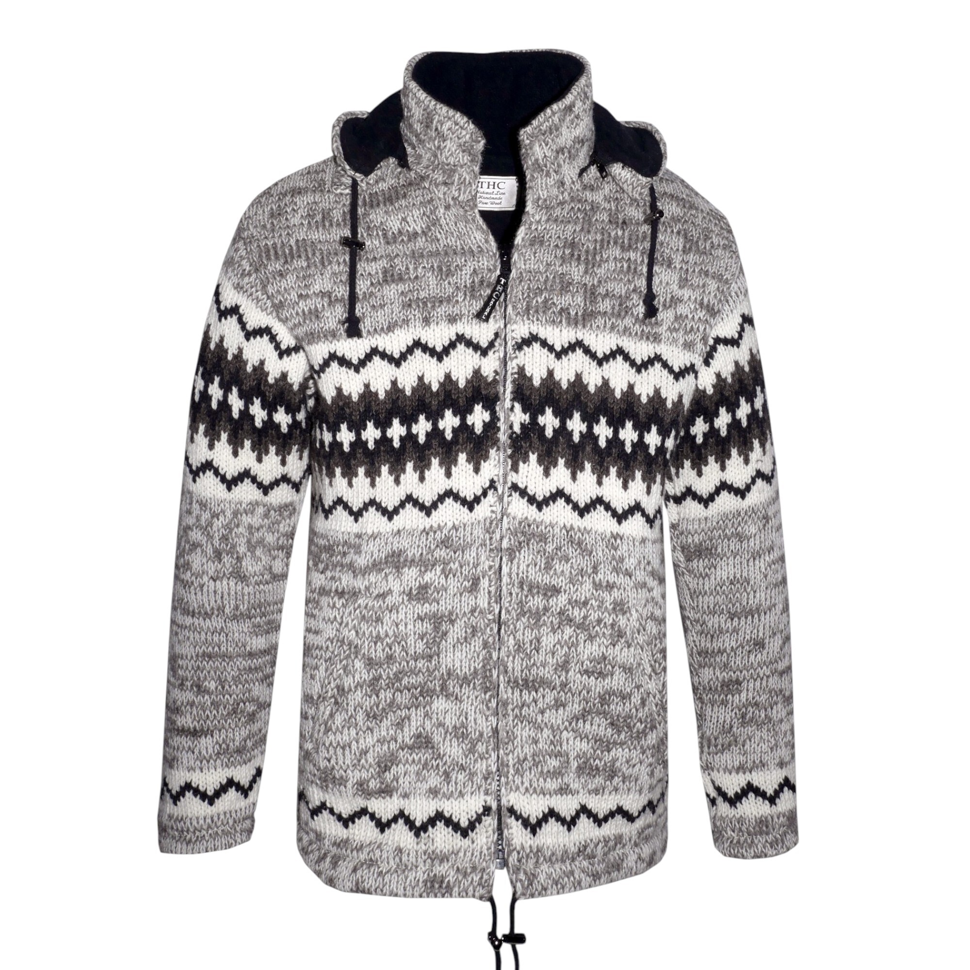 THC Schafwollstrickjacke Norweger grau meliert 608