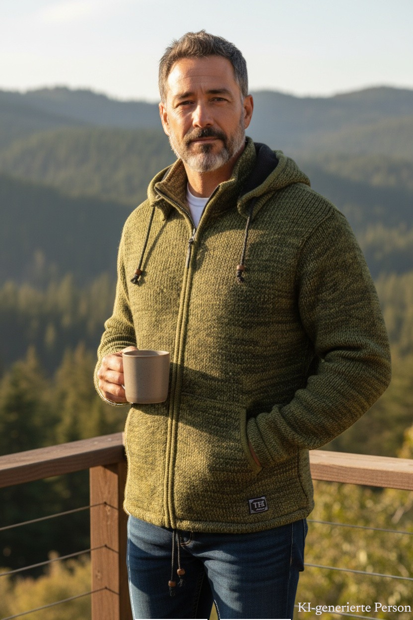 THC Schafwoll Strickjacke 627 KI-Generiert Model 1