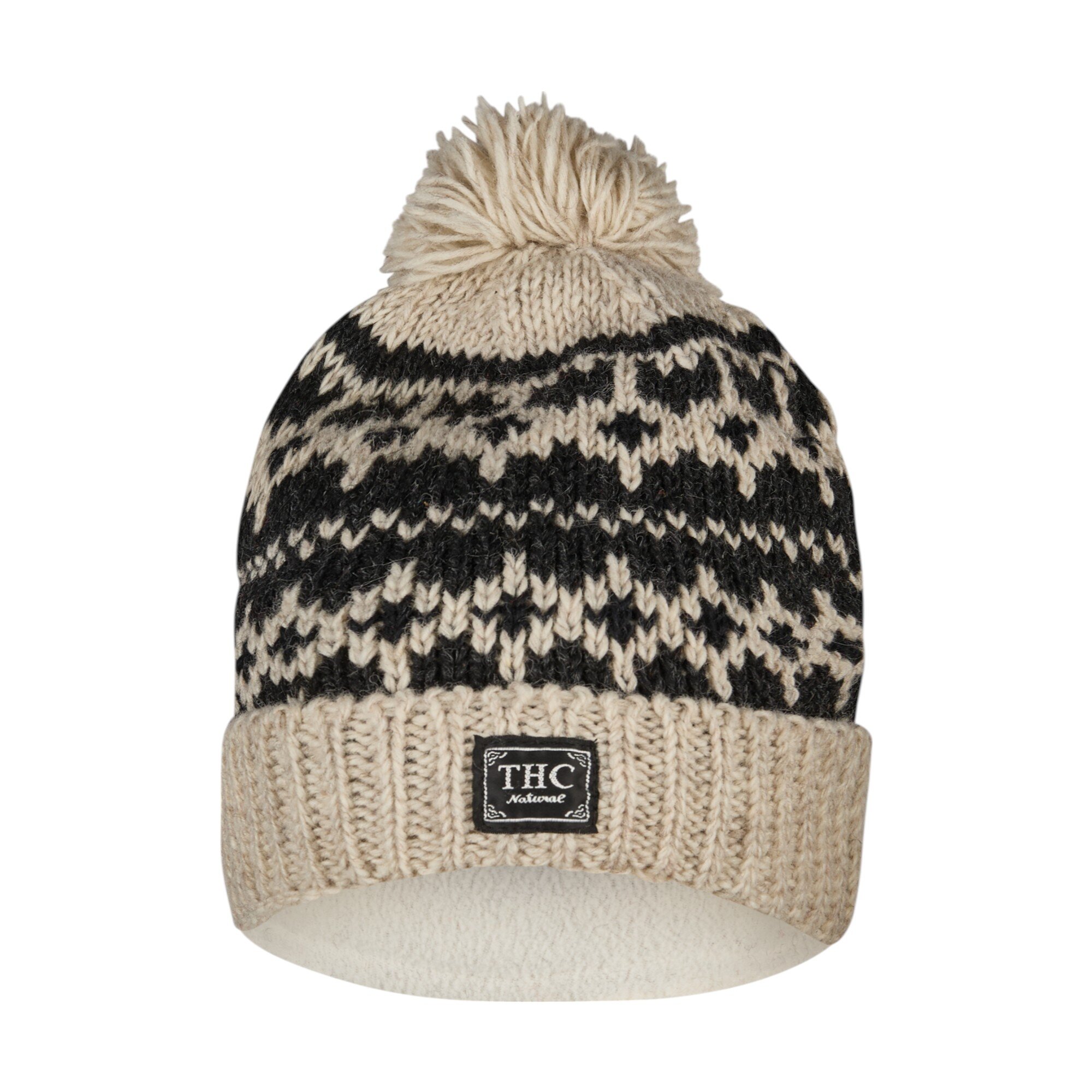 THC Schafwoll Pudelmütze 511 anthrazit weiß