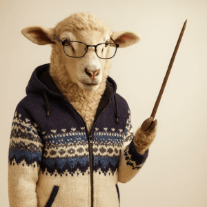 Schaf mit THC Jacke 816 blau gemustert