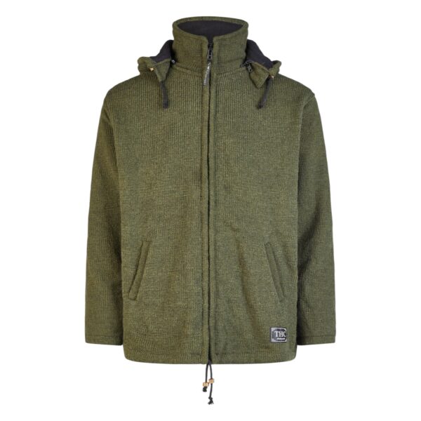 THC Schafwollstrickjacke Baumwollfutter 857 grün